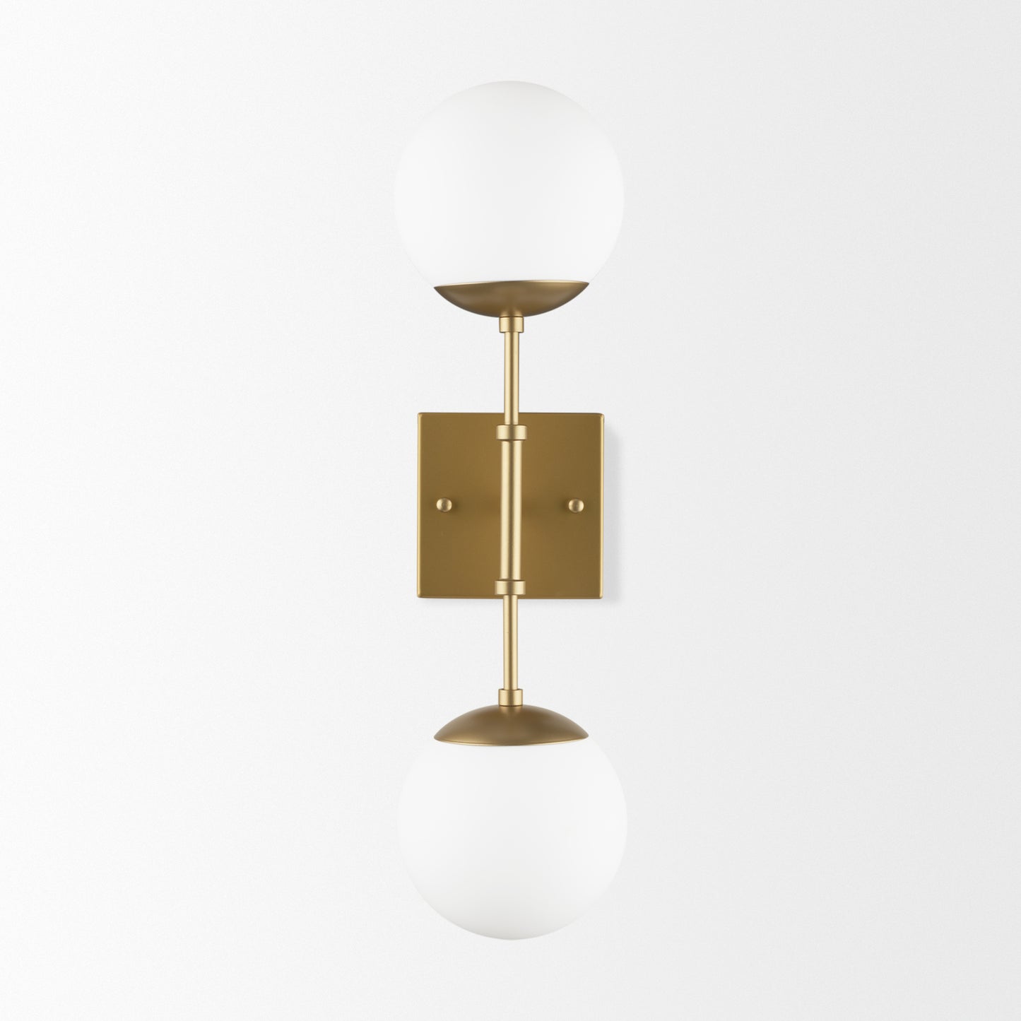 Edie Brushed Gold Metal w/ Frosted Glass Globes 2-Light Wall Sconce