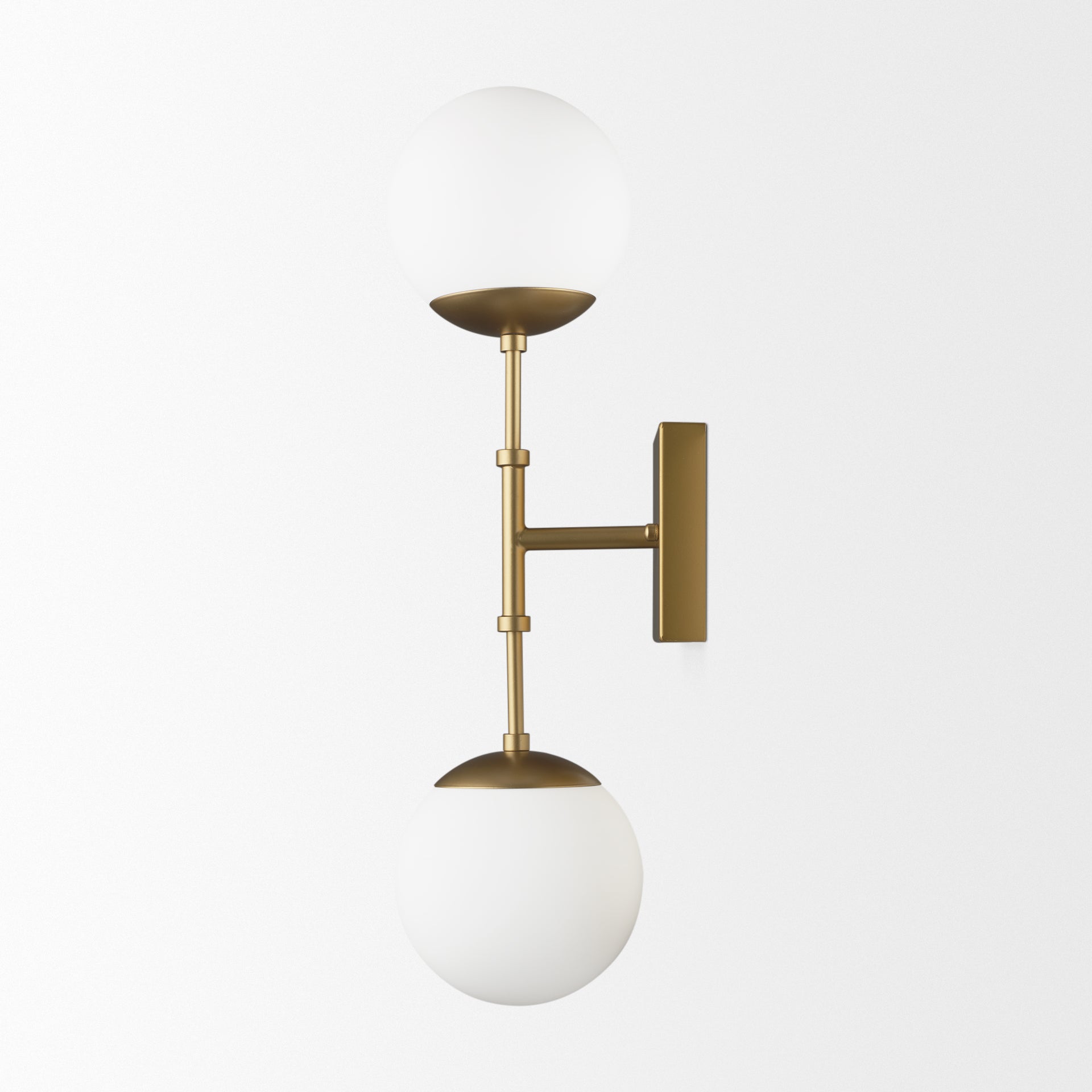 Edie Brushed Gold Metal w/ Frosted Glass Globes 2-Light Wall Sconce
