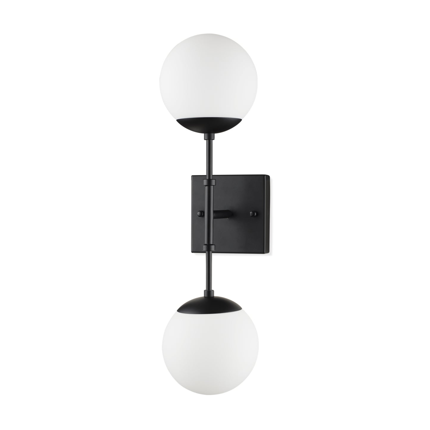 Edie Matte Black Metal w/ Frosted Glass Globes 2-Light Wall Sconce