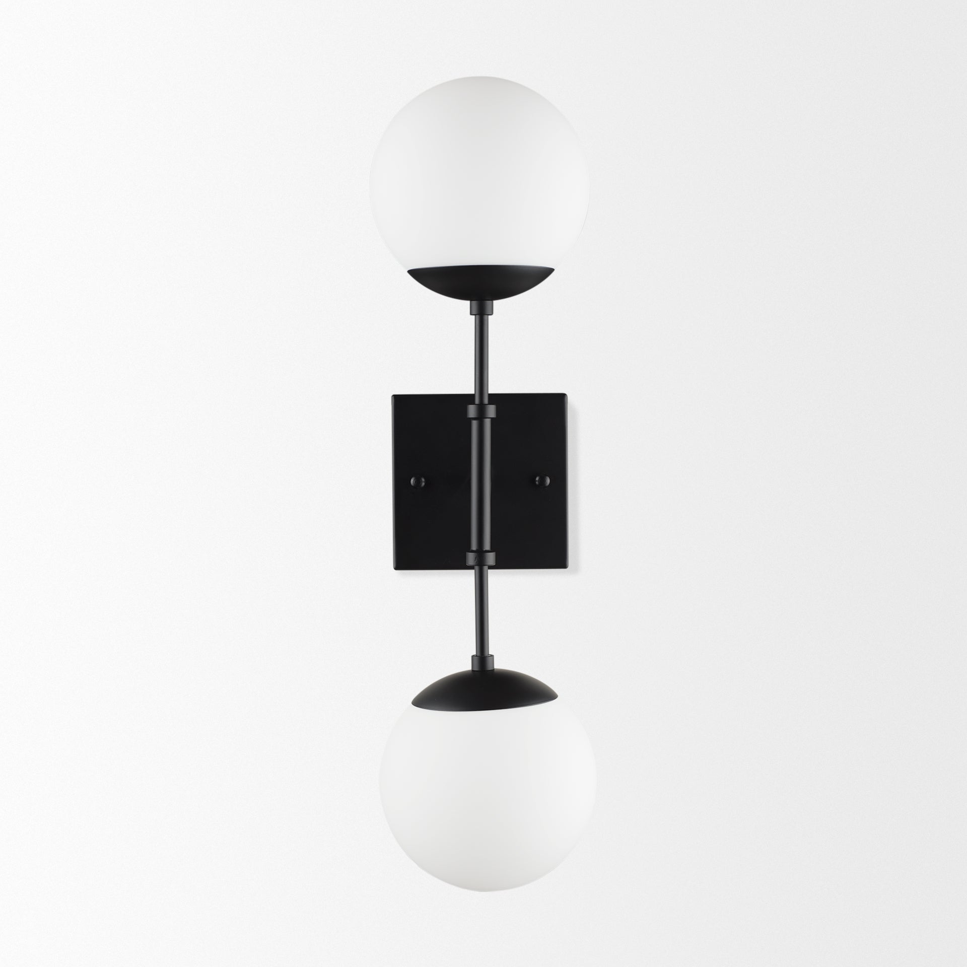 Edie Matte Black Metal w/ Frosted Glass Globes 2-Light Wall Sconce