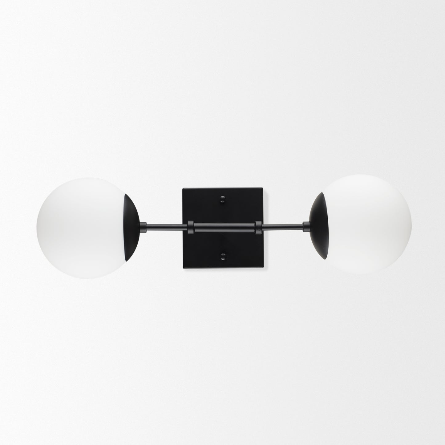 Edie Matte Black Metal w/ Frosted Glass Globes 2-Light Wall Sconce