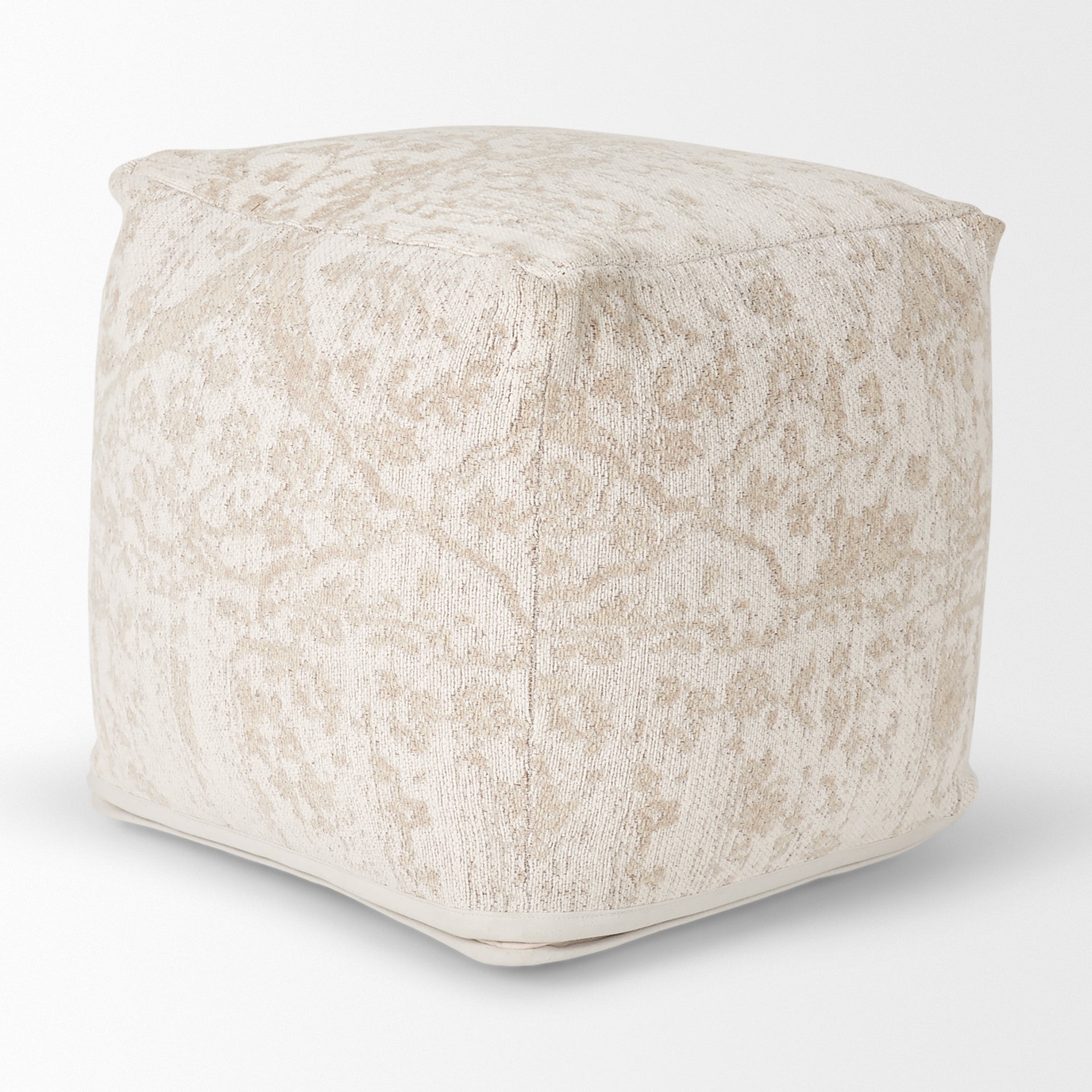 Khloe Pouf Cream | Jacquard | Small - poufs