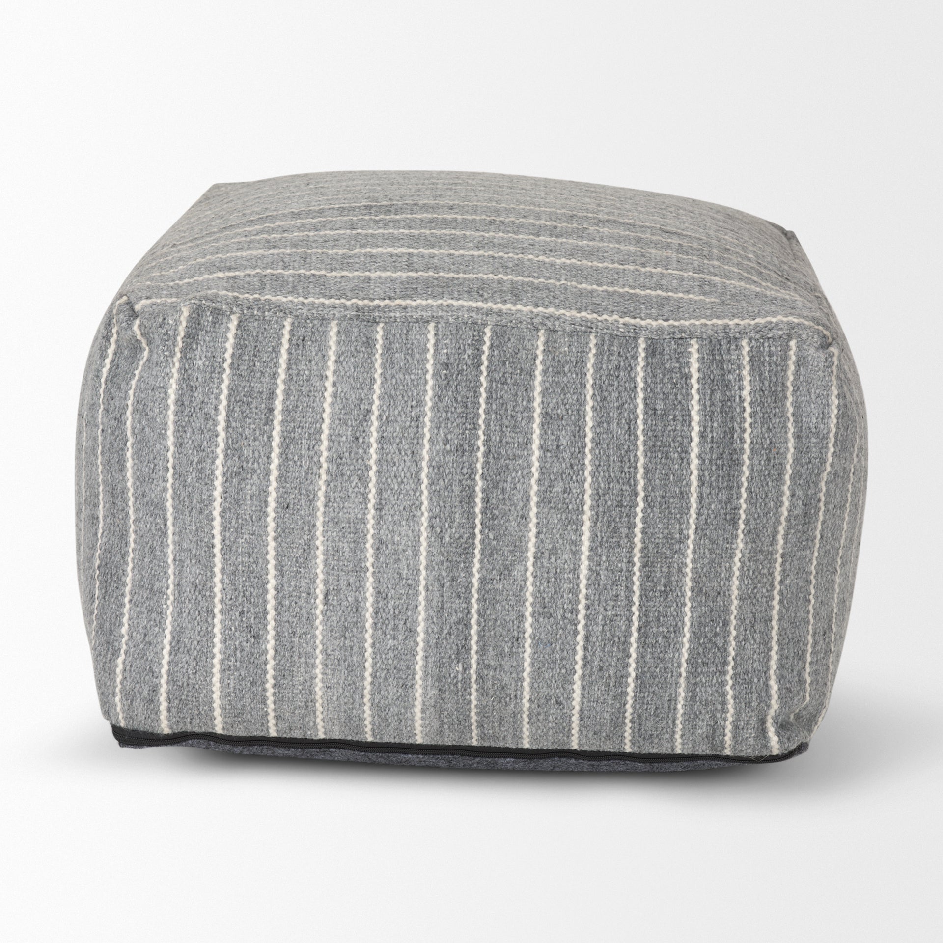 Kensie Large Blue Striped Pouf
