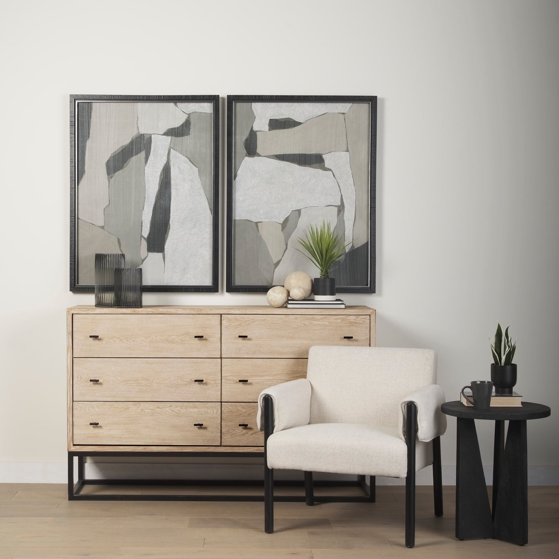 Ciara Sideboard Beige Wood | Black Metal - sideboards-and-buffets