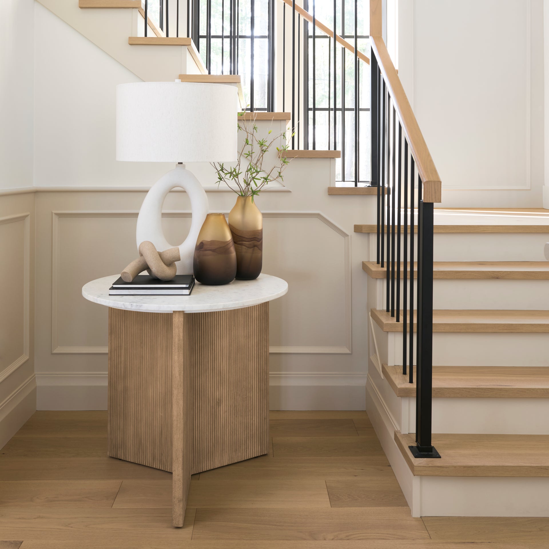 Tao 20.0L x 20.0W x 33.0H Cream Base W/White Shade Table Lamp