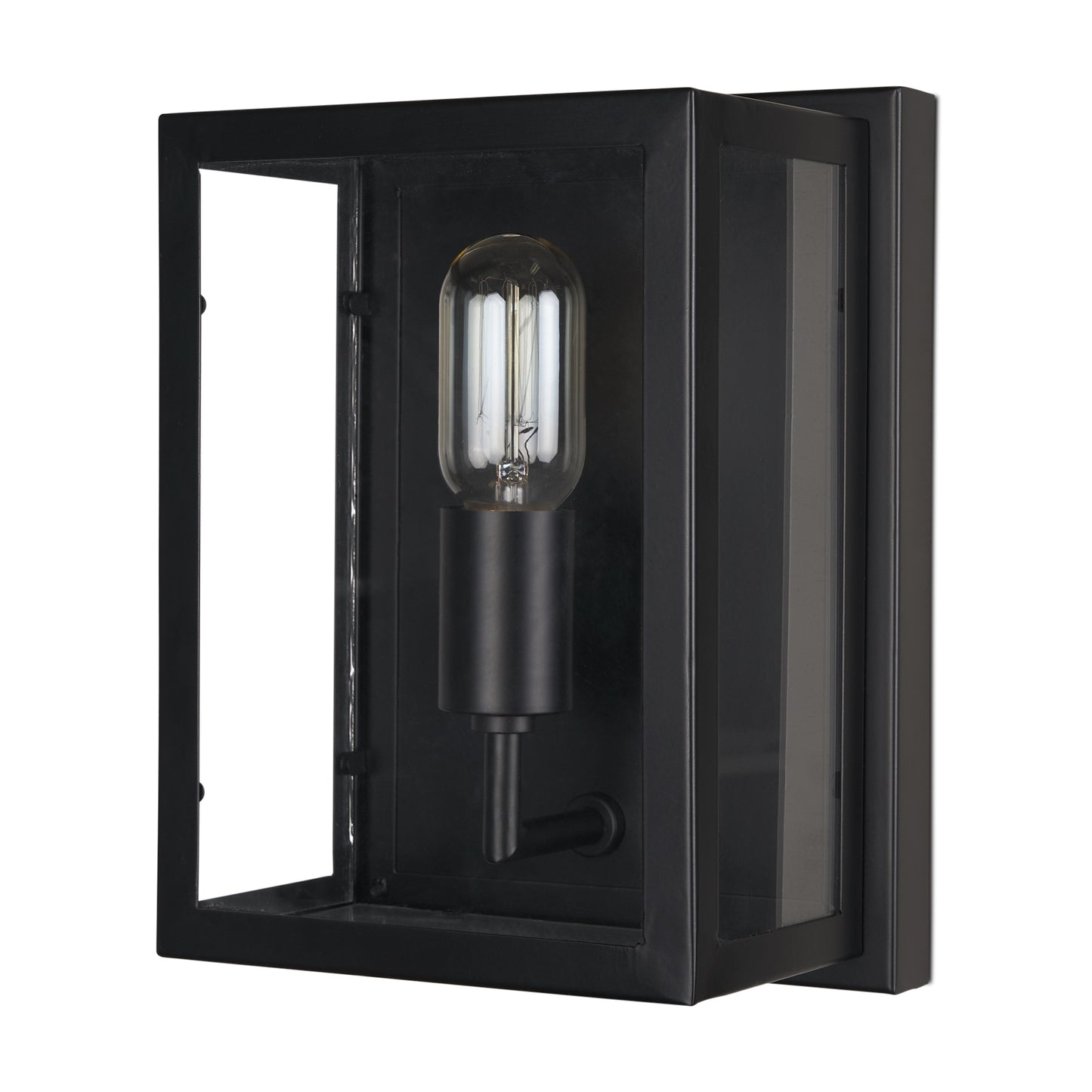 Cairn Matte Black Metal w/ Glass 1-Light Wall Sconce
