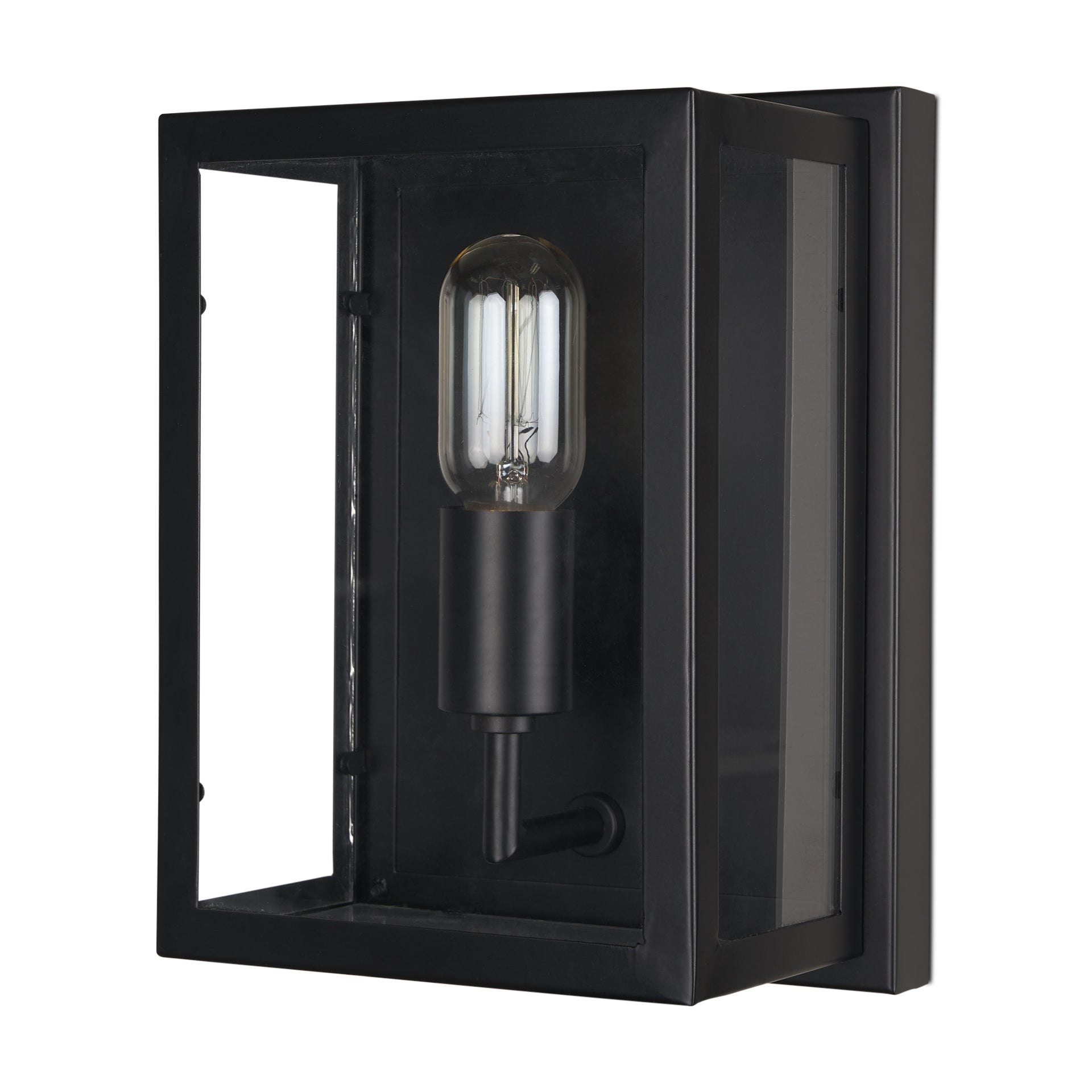 Cairn Matte Black Metal w/ Glass 1-Light Wall Sconce