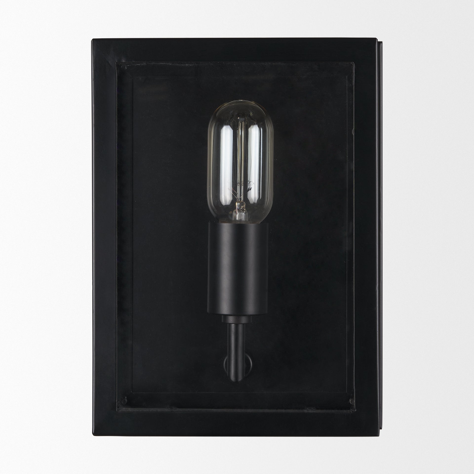 Cairn Matte Black Metal w/ Glass 1-Light Wall Sconce