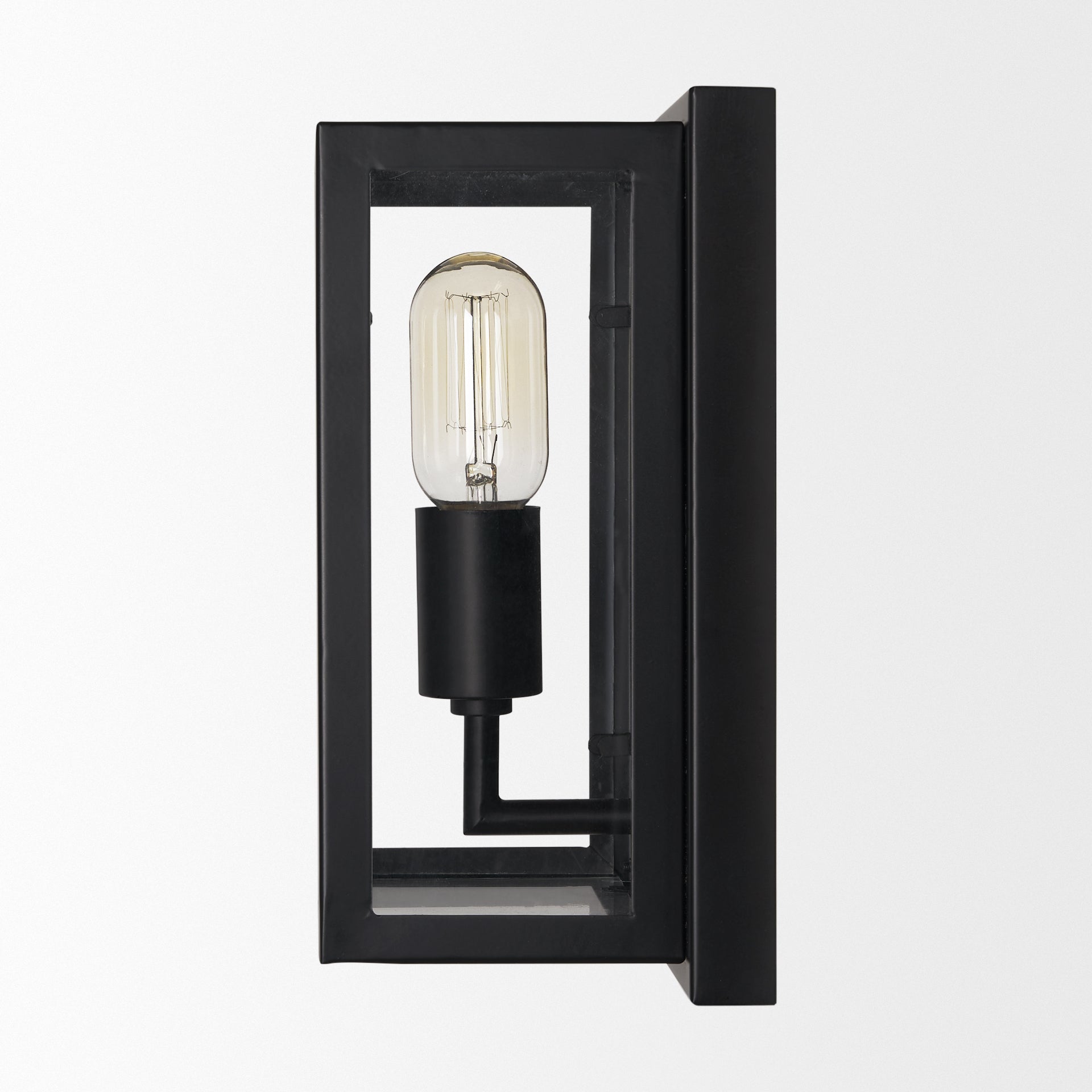 Cairn Matte Black Metal w/ Glass 1-Light Wall Sconce