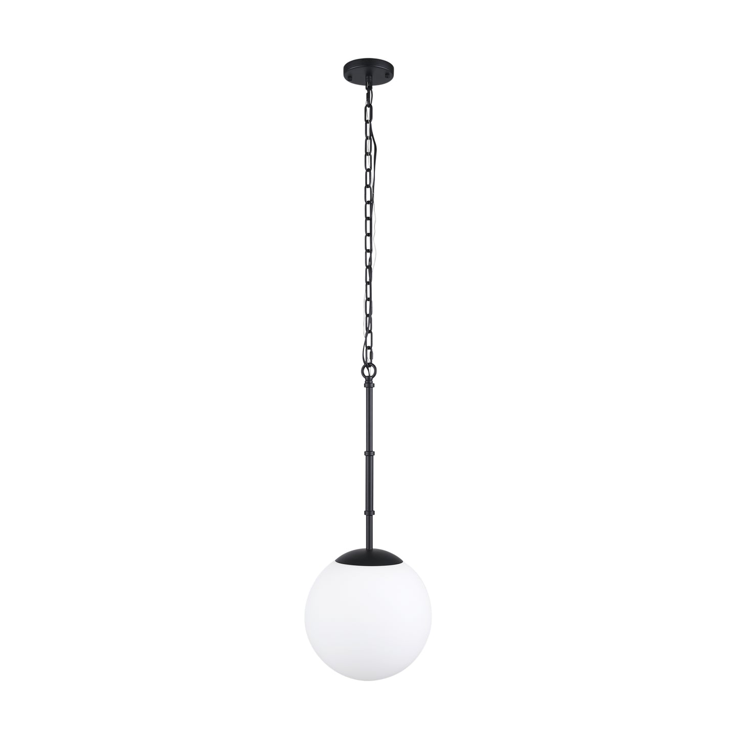 Edie Matte Black Metal w/ Frosted Glass Globe 1-Light Pendant