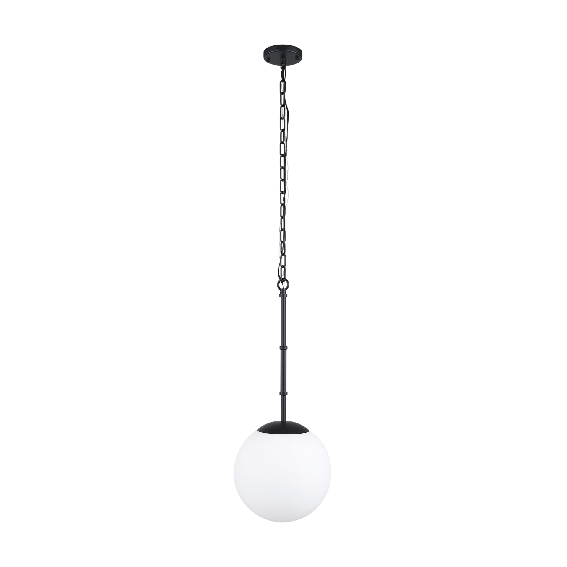 Edie Matte Black Metal w/ Frosted Glass Globe 1-Light Pendant
