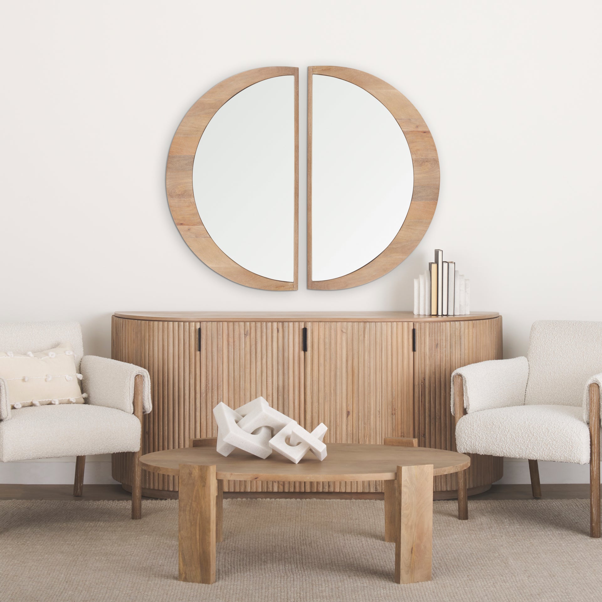 Celeste Light Brown Wood Large Mirror