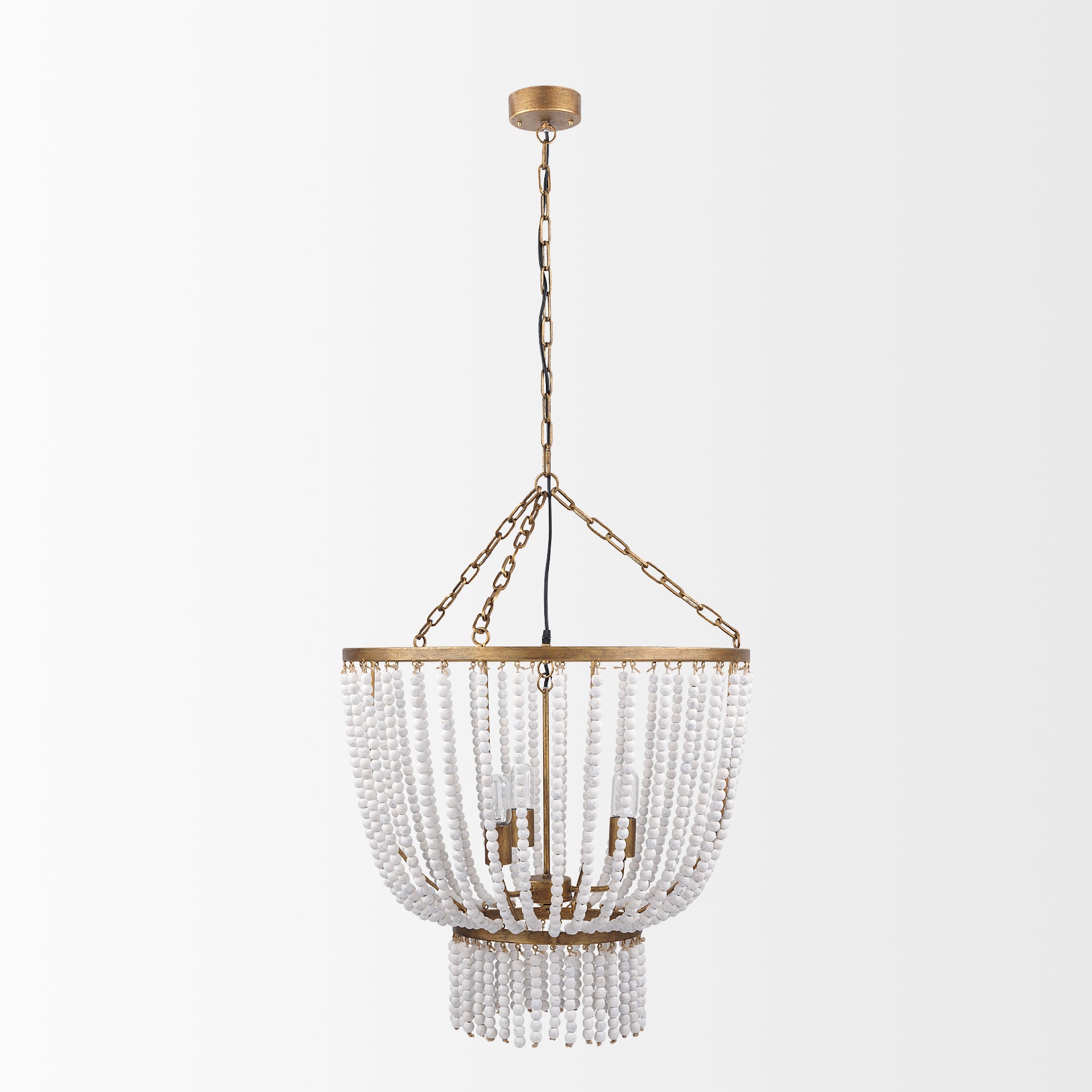 Rhone Gold Metal and Wood Beaded Chandelier