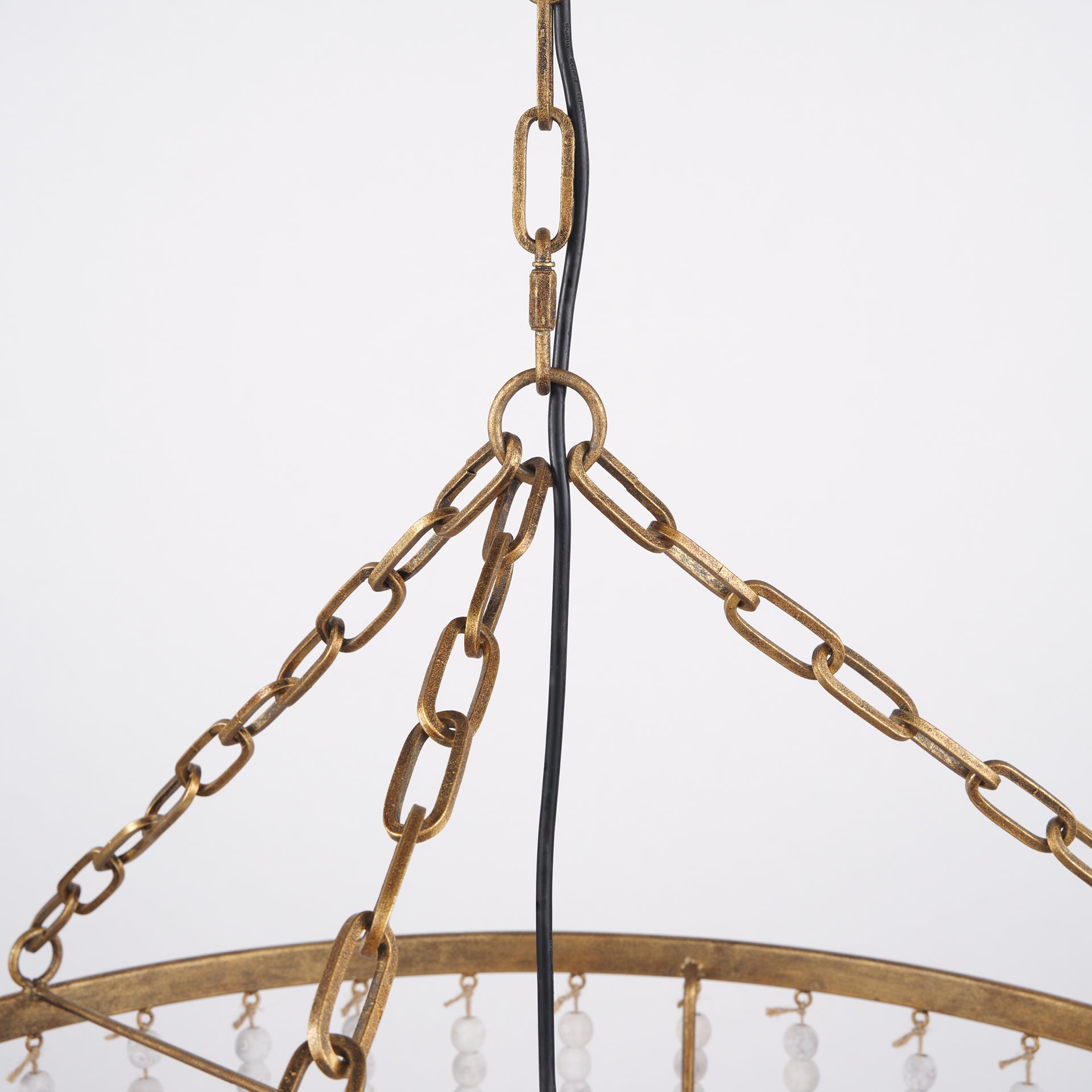 Rhone Gold Metal and Wood Beaded Chandelier
