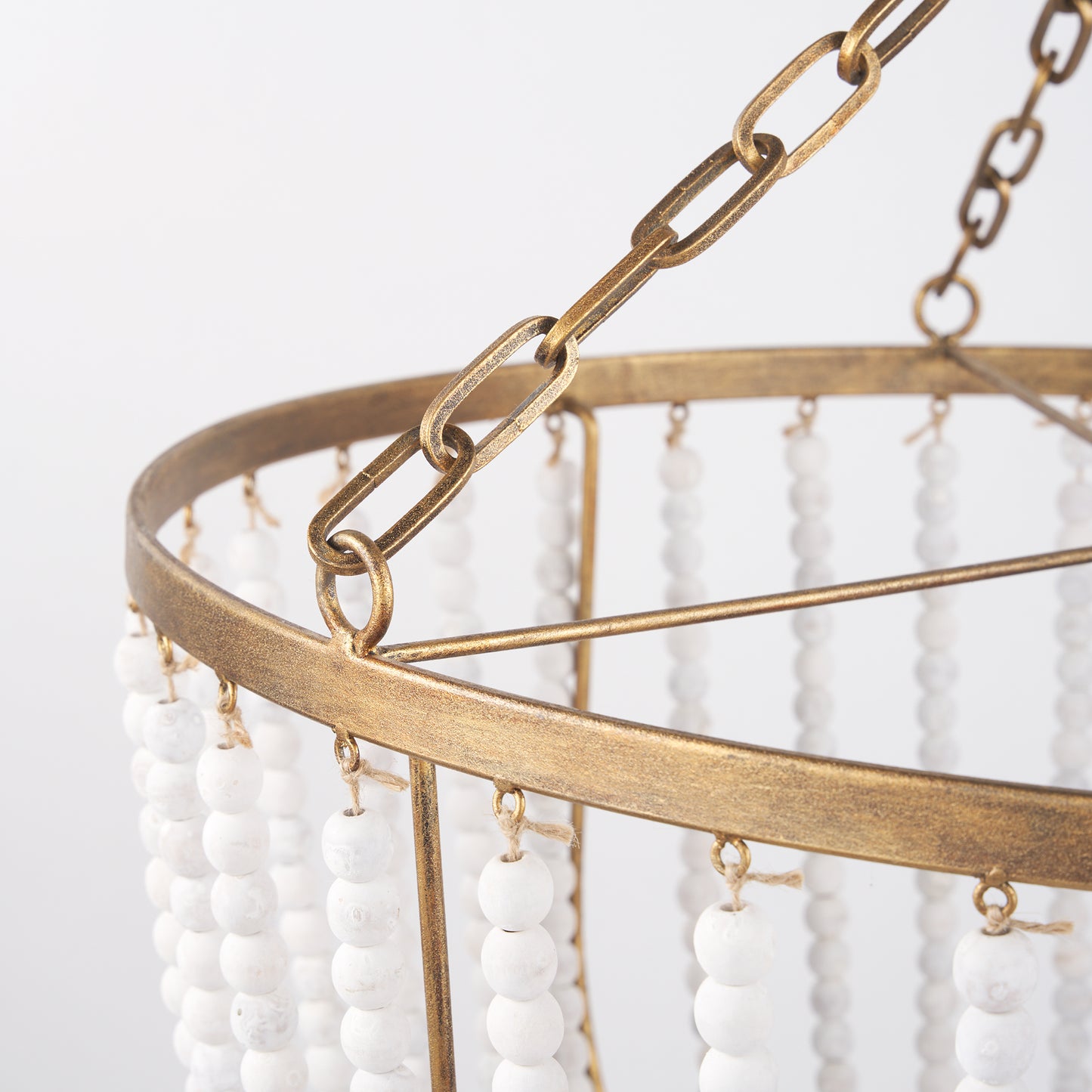 Rhone Gold Metal and Wood Beaded Chandelier