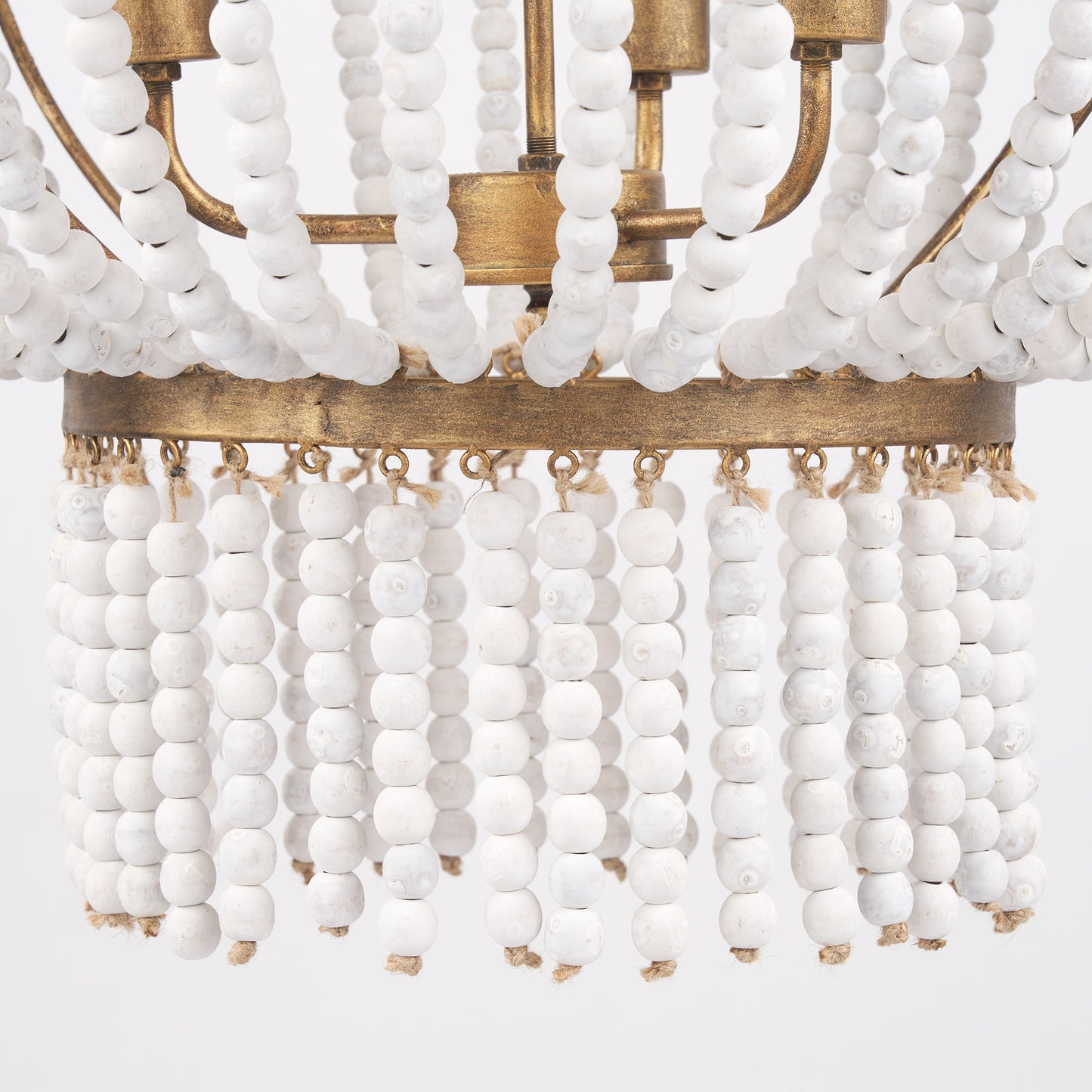 Rhone Gold Metal and Wood Beaded Chandelier