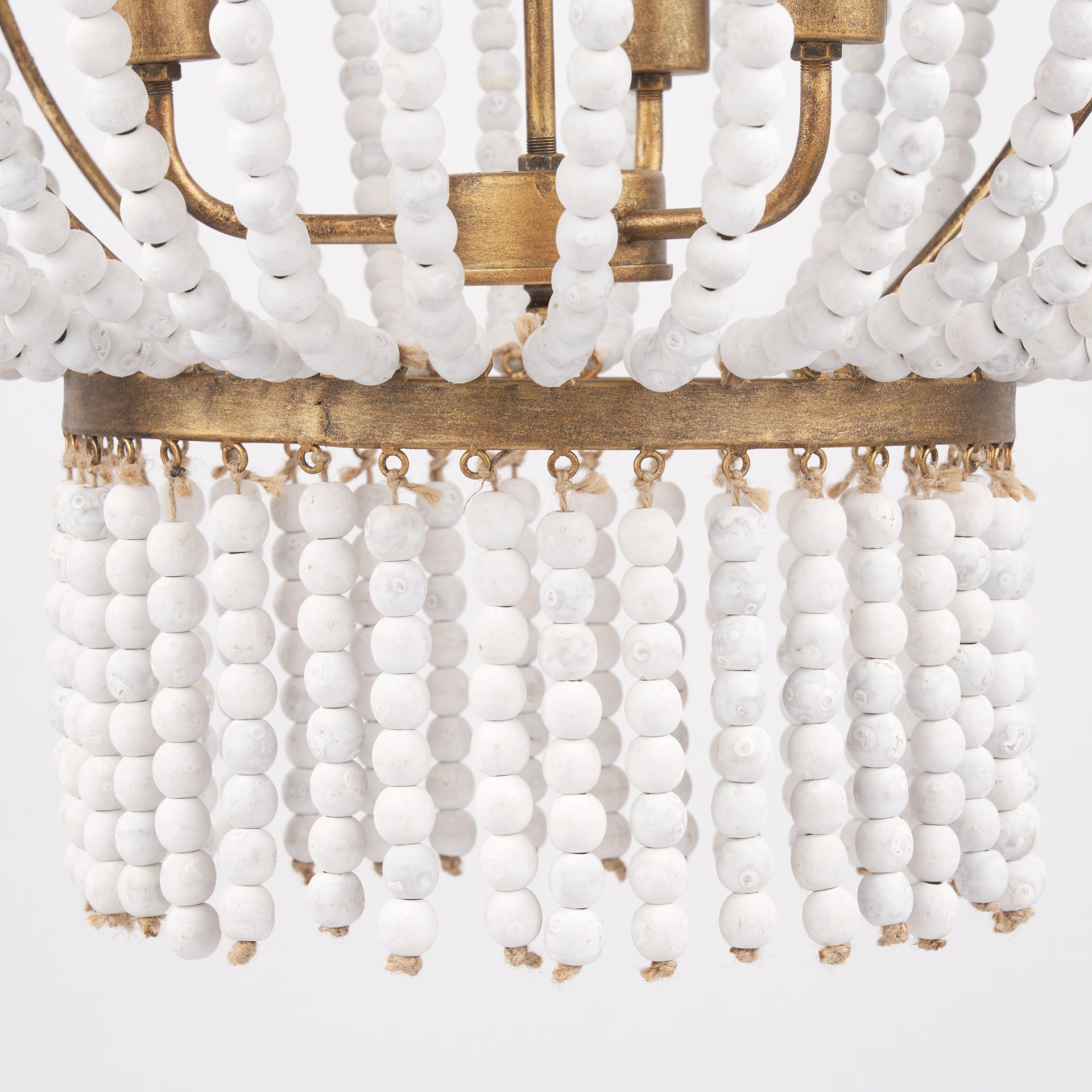 Rhone Gold Metal and Wood Beaded Chandelier