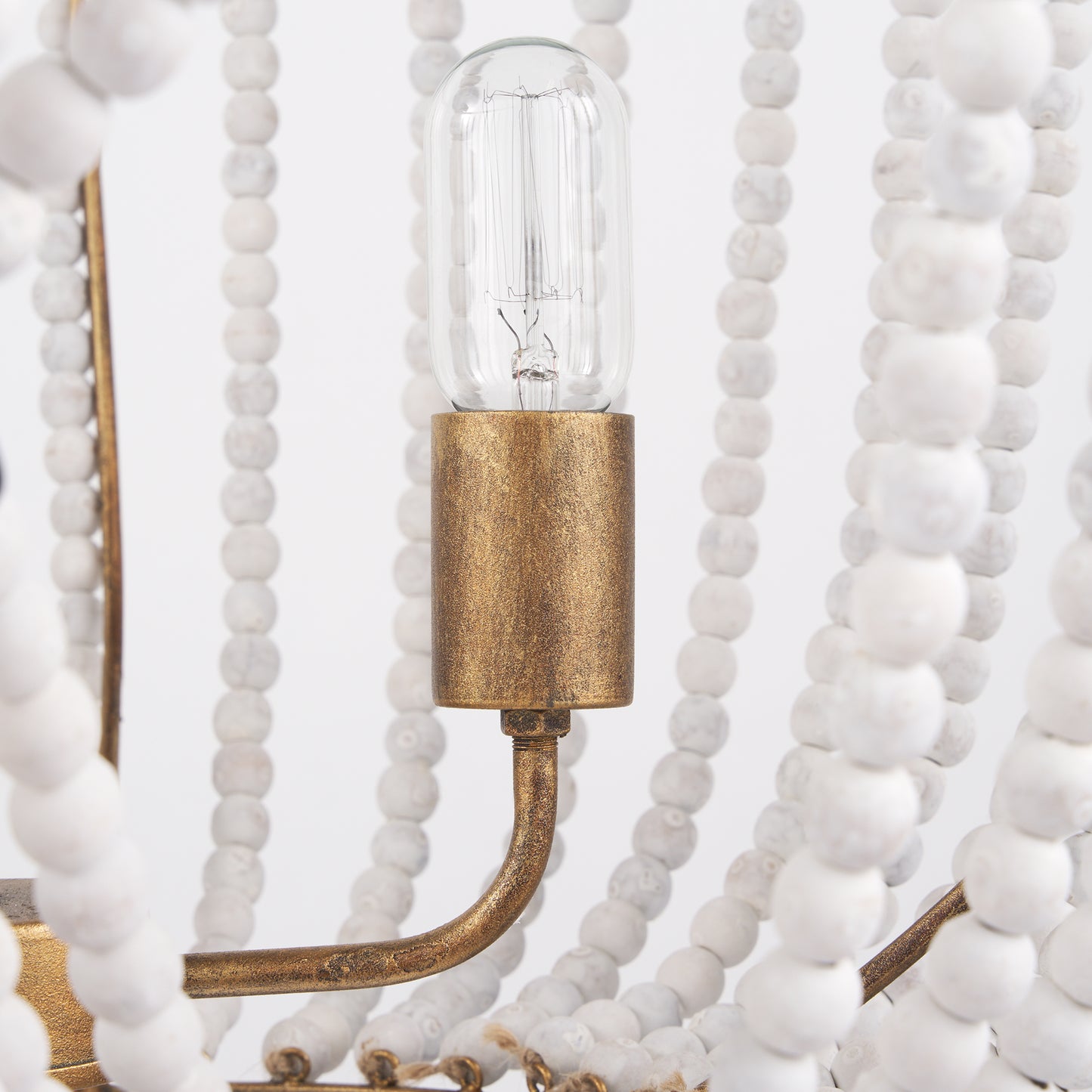 Rhone Gold Metal and Wood Beaded Chandelier