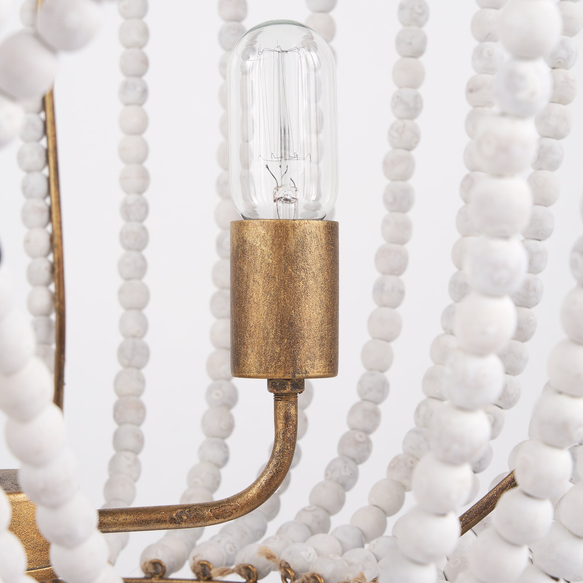 Rhone Gold Metal and Wood Beaded Chandelier