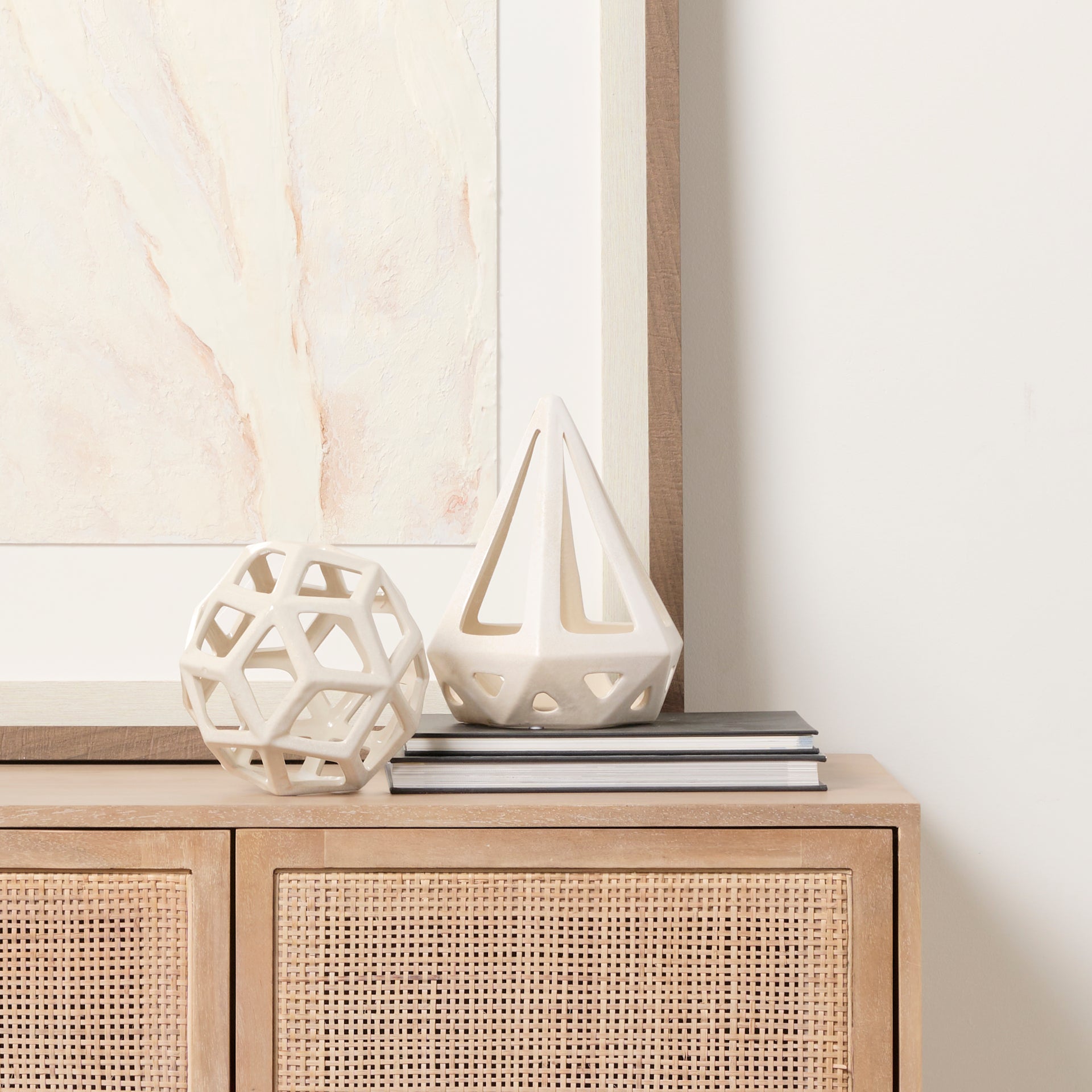 Hood  7.7L x 7.7W x 9.4H White Geometric Ceramic Object