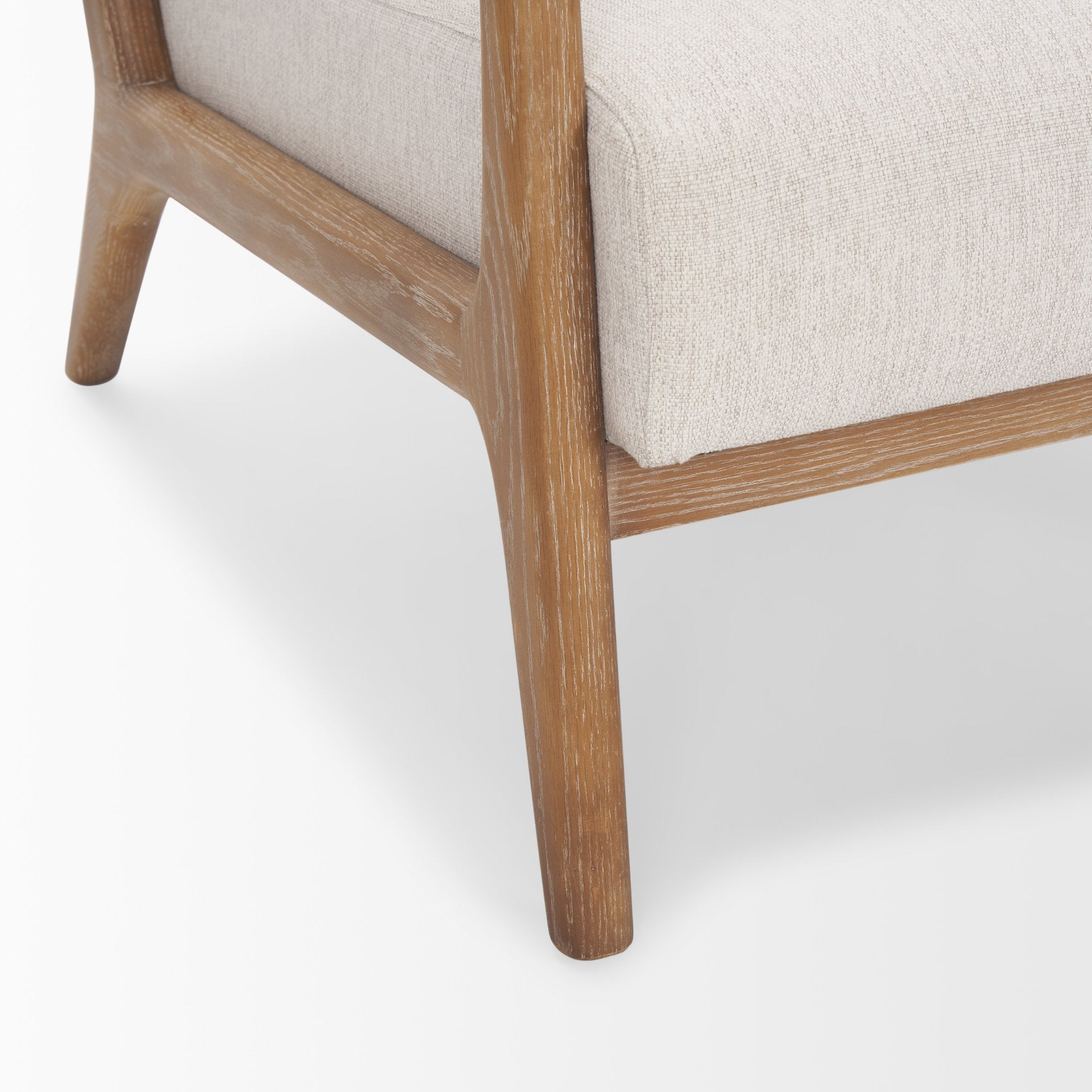 Cashel Accent Chair Light Brown Wood | Beige Fabric - accent-chairs