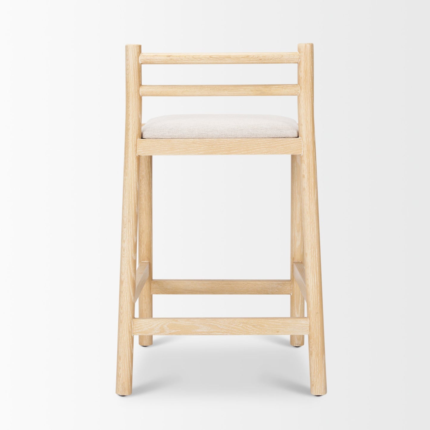 Sam Counter Stool W/ Light Brown Wood Frame and Beige Upholstered Seat