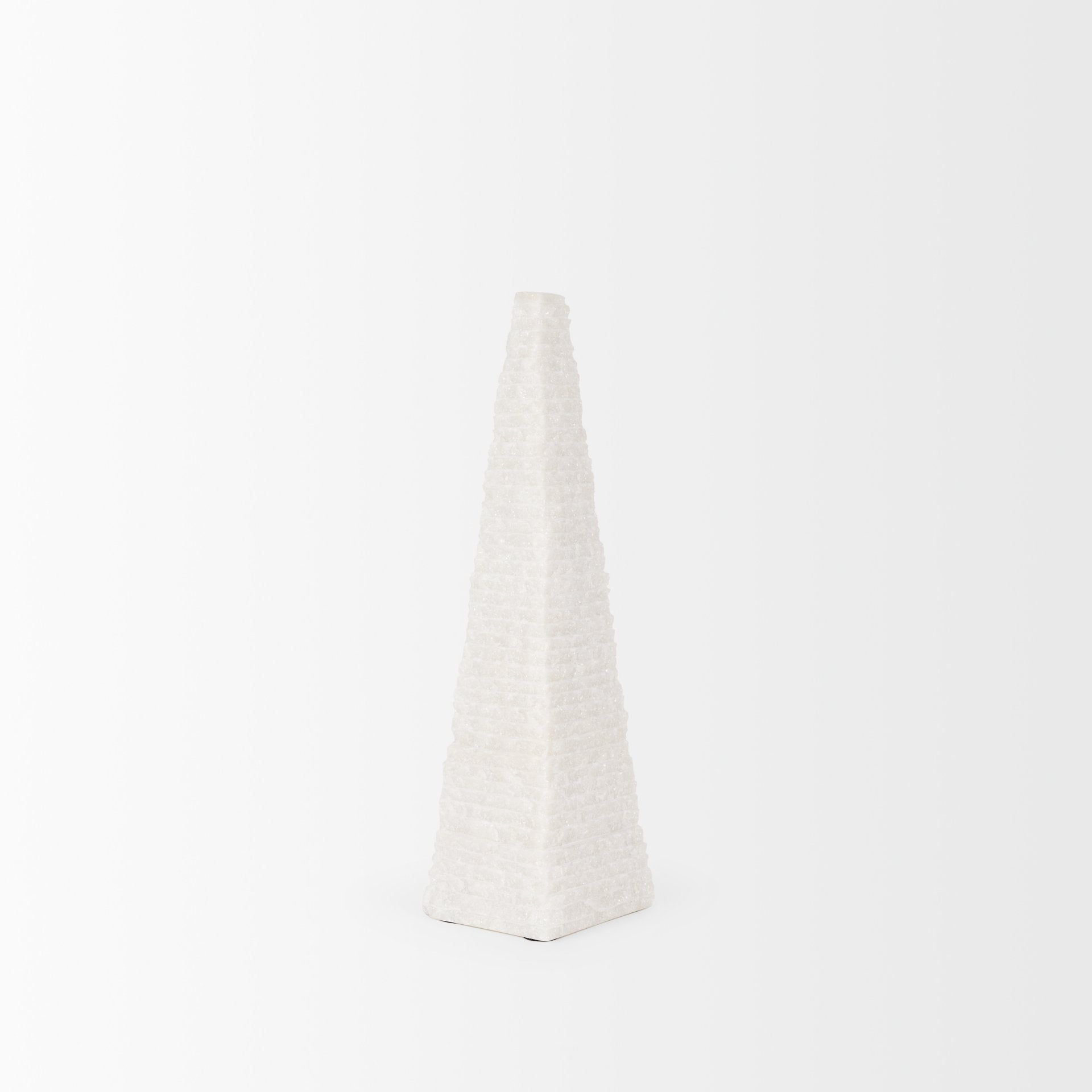 Pyramis White Rough Marble Obelisk 13"