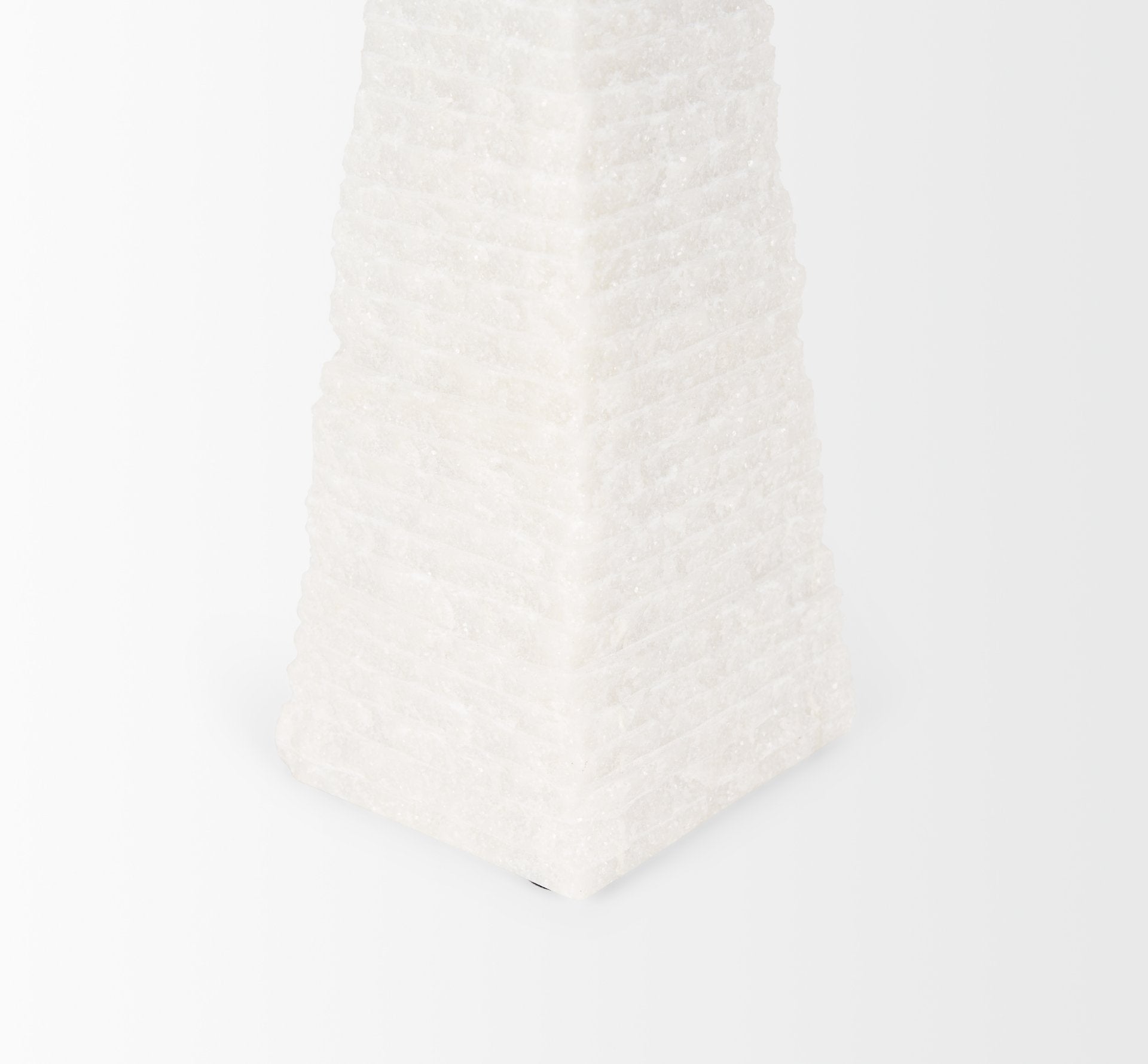 Pyramis White Rough Marble Obelisk 13"