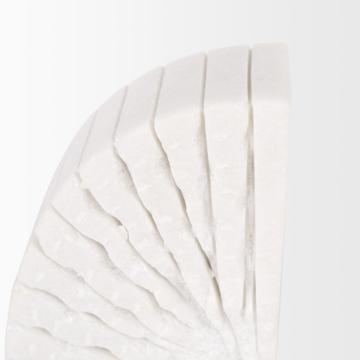 Stept White Marble Bookends w/rough carving (set of 2)