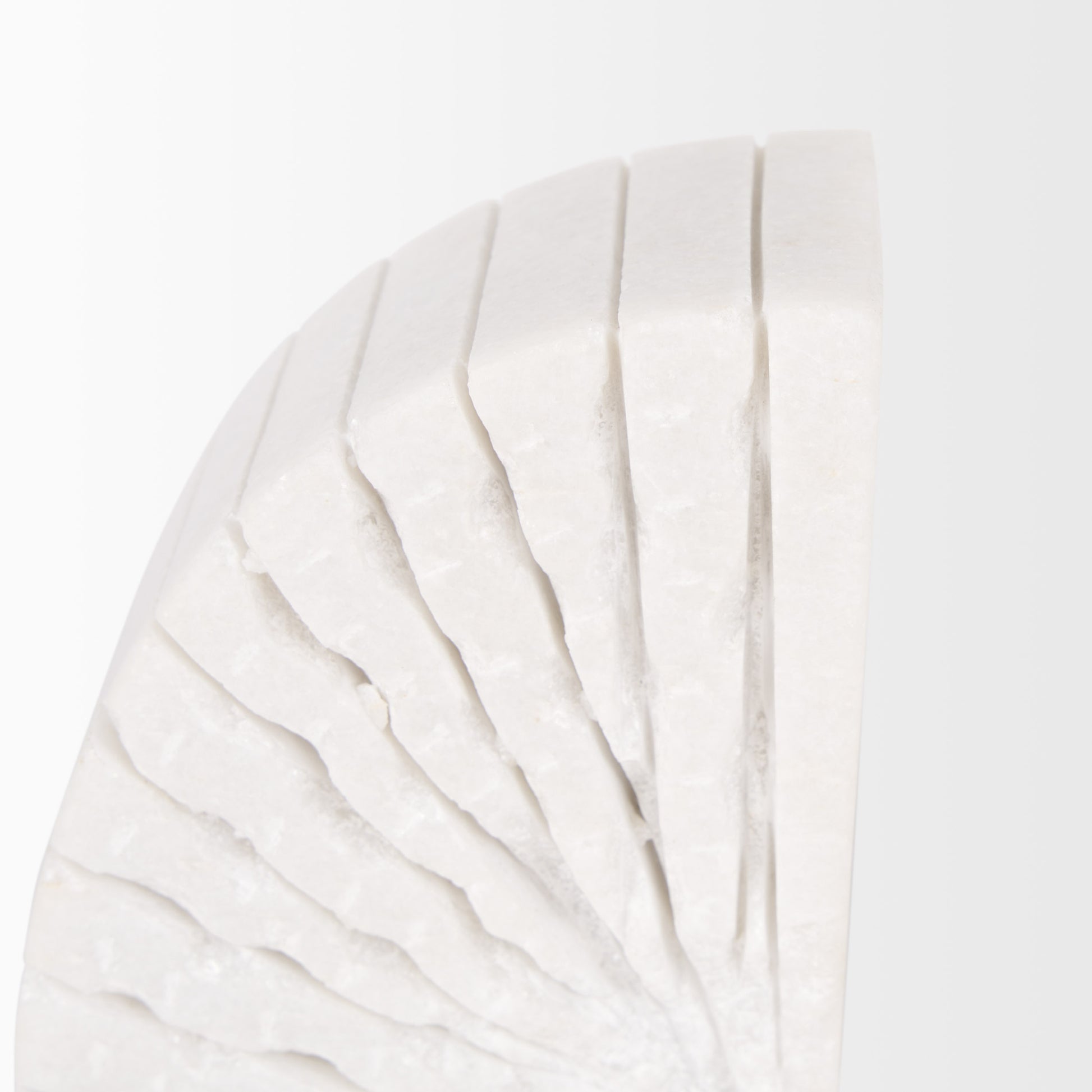 Stept White Marble Bookends w/rough carving (set of 2)