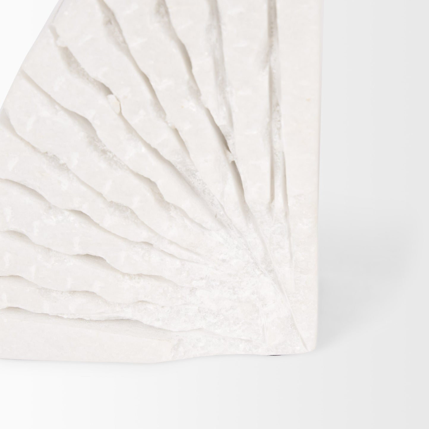 Stept White Marble Bookends w/rough carving (set of 2)