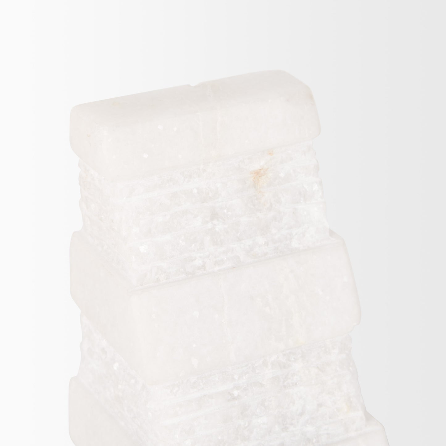 Cavetto White Marble Bookends w/rough carving S/2