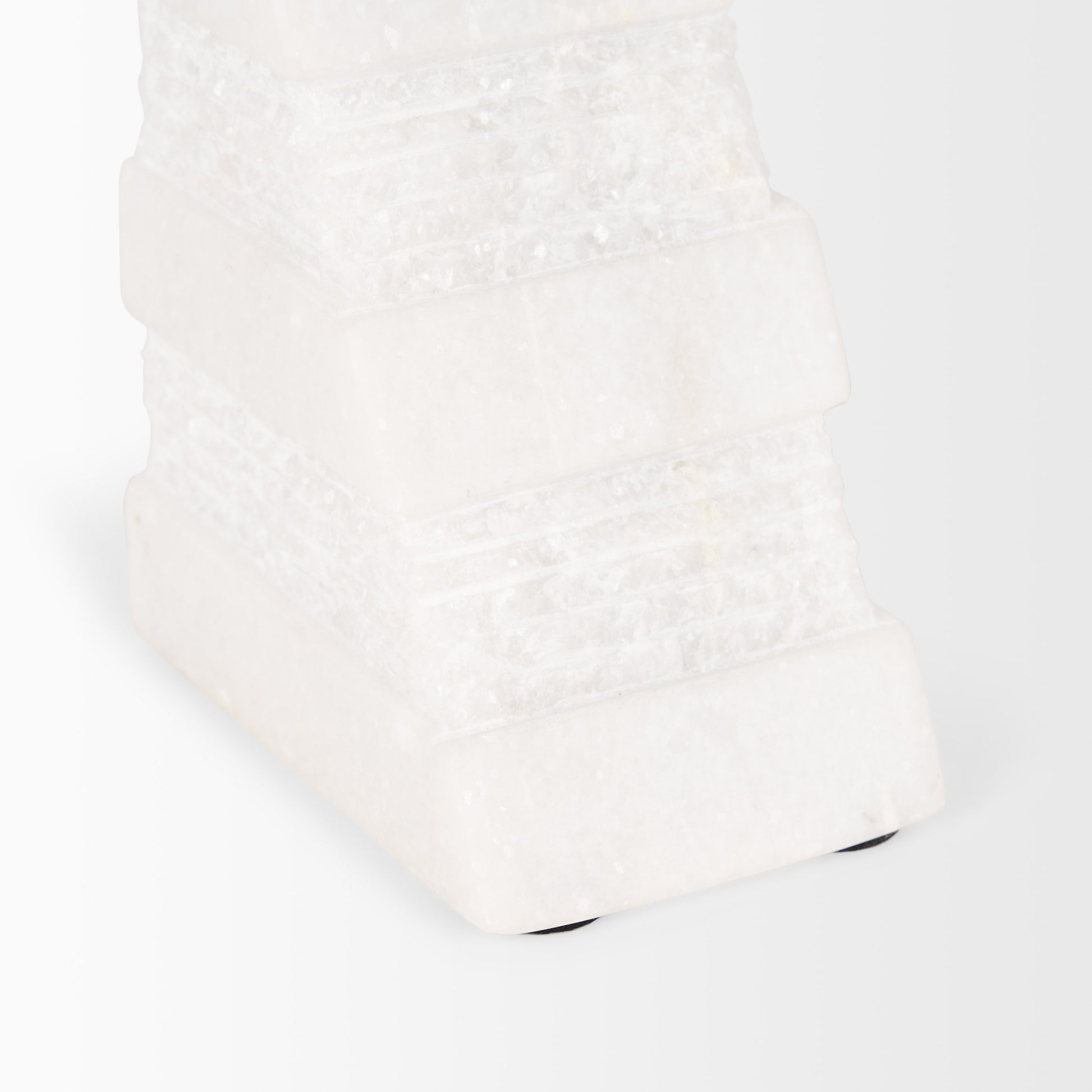 Cavetto White Marble Bookends w/rough carving S/2