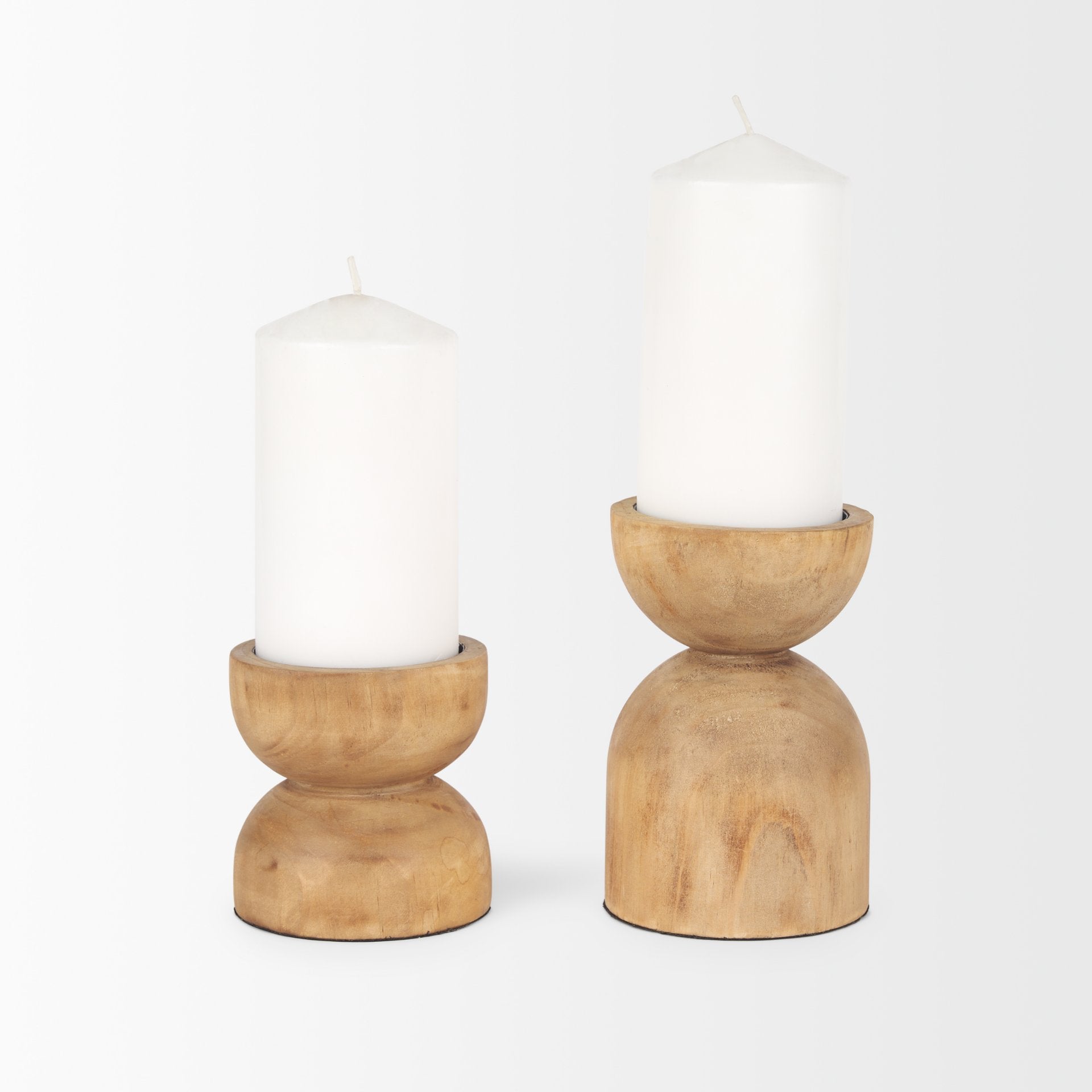 Aleena Wooden Candle Holder (Set of 2)