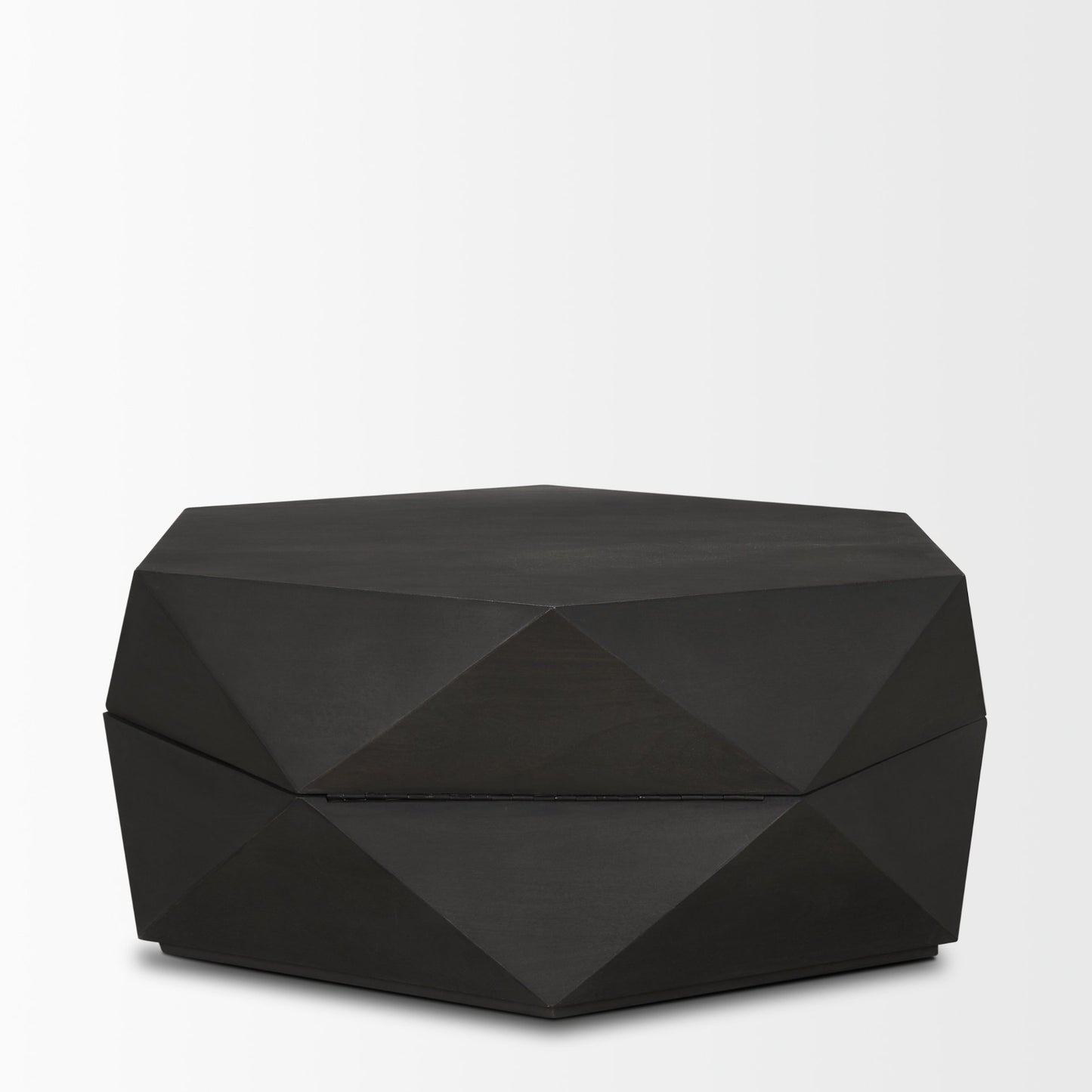 Arreto 36" Hexagonal Hinged Solid Wood Top and Base Coffee Table