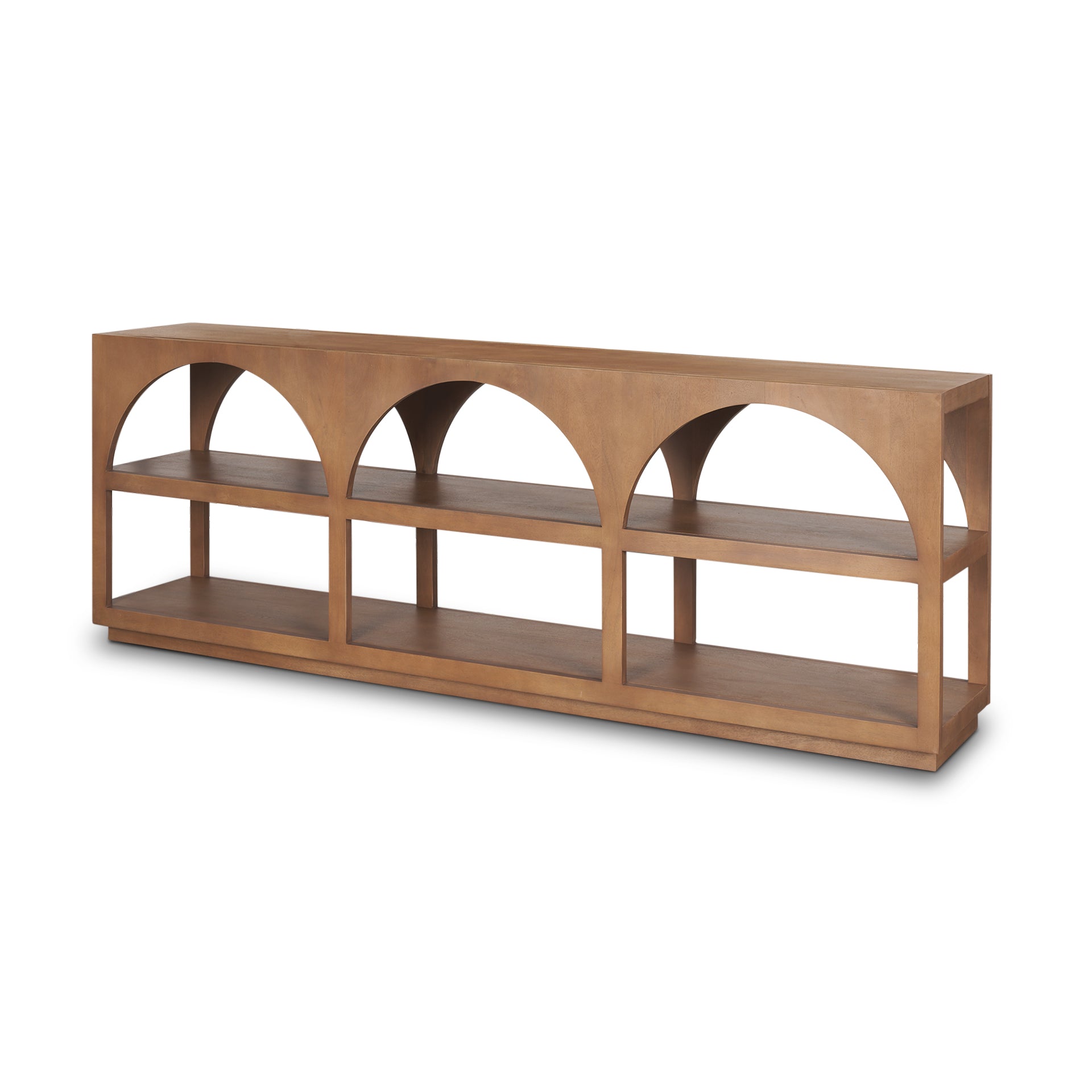 Bela Large Medium Brown Wood Arched Console Table