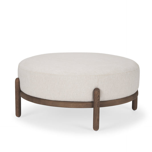 Gwynn Ottoman Dark Brown Wood | Oatmeal - ottoman-and-poufs