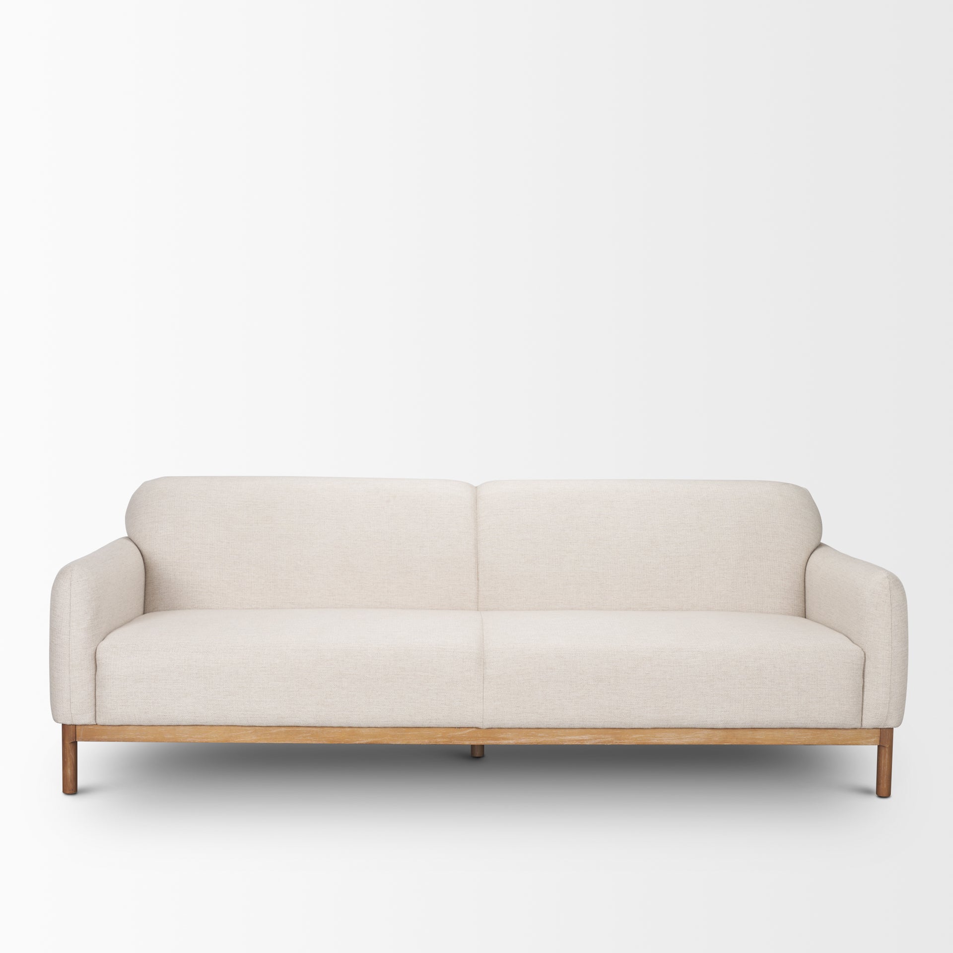 Hale Sofa W/ Medium Brown Wood and Oatmeal Fabric