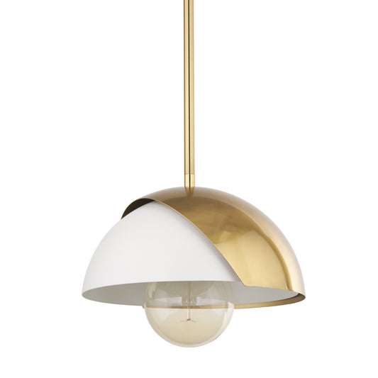 Cybill Brushed Brass w/ White Metal Shade 1-Light Wall Pendant