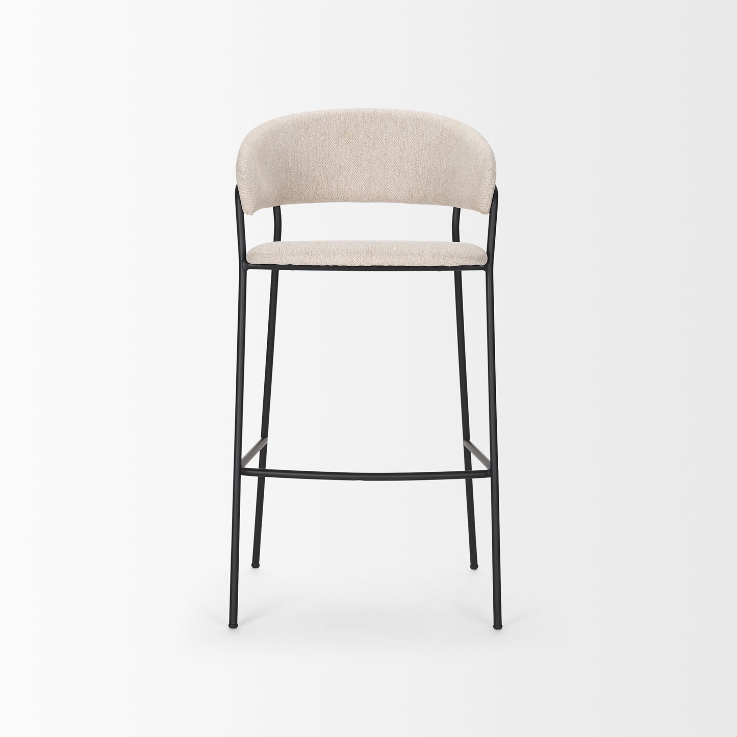 Carolyn Bar Stool w/ Oatmeal Fabric & Matte Black Metal