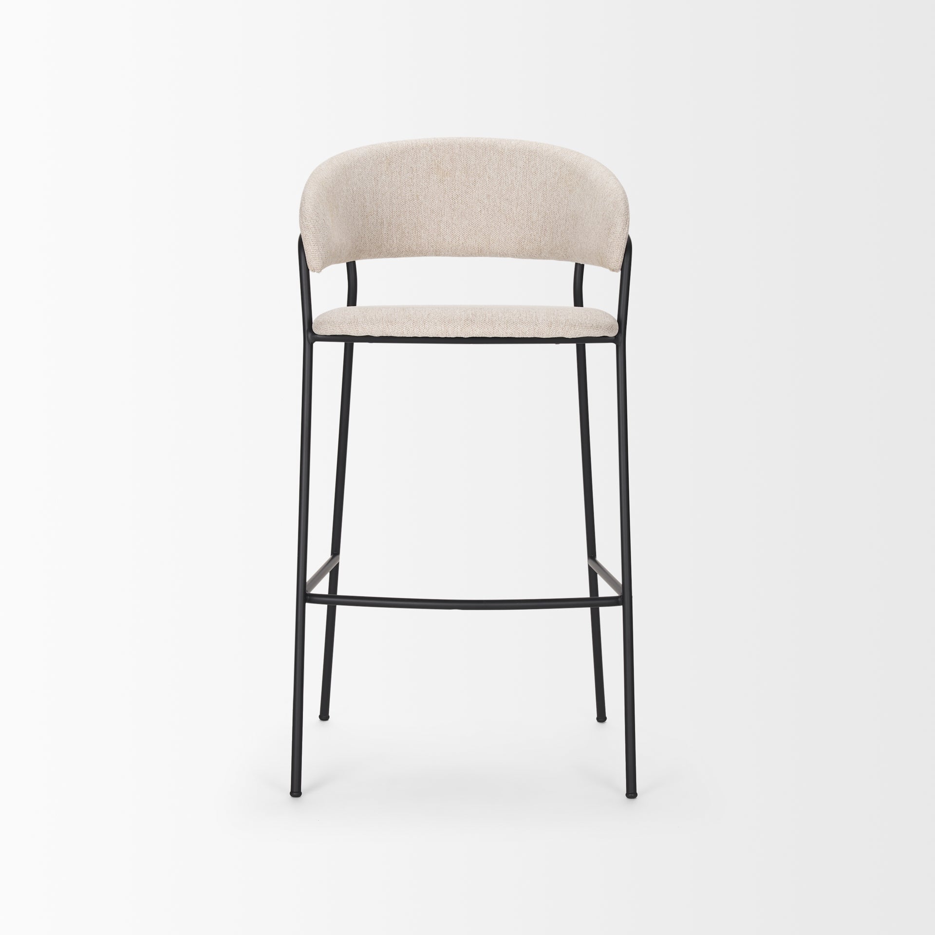 Carolyn Bar Stool w/ Oatmeal Fabric & Matte Black Metal