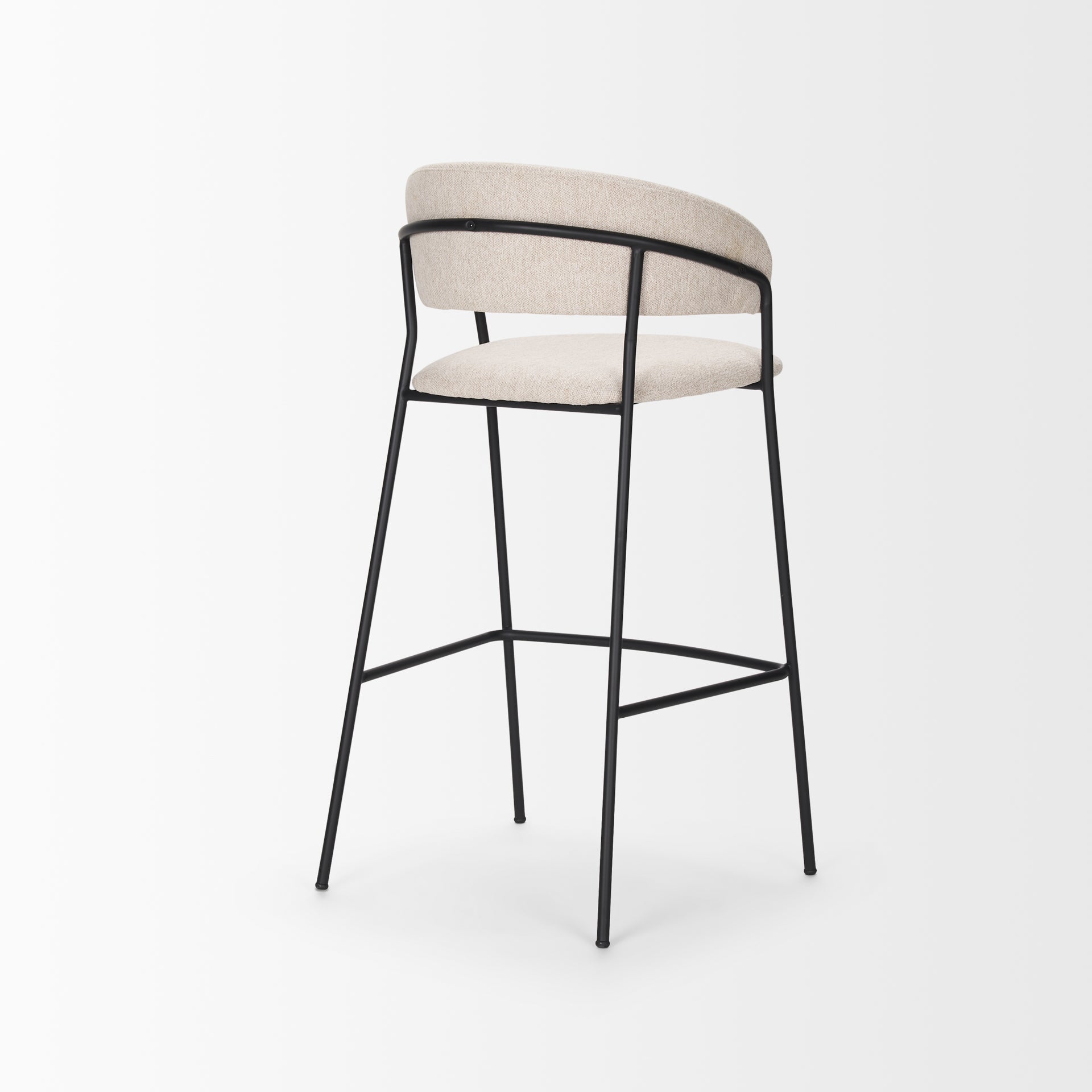 Carolyn Bar Stool w/ Oatmeal Fabric & Matte Black Metal