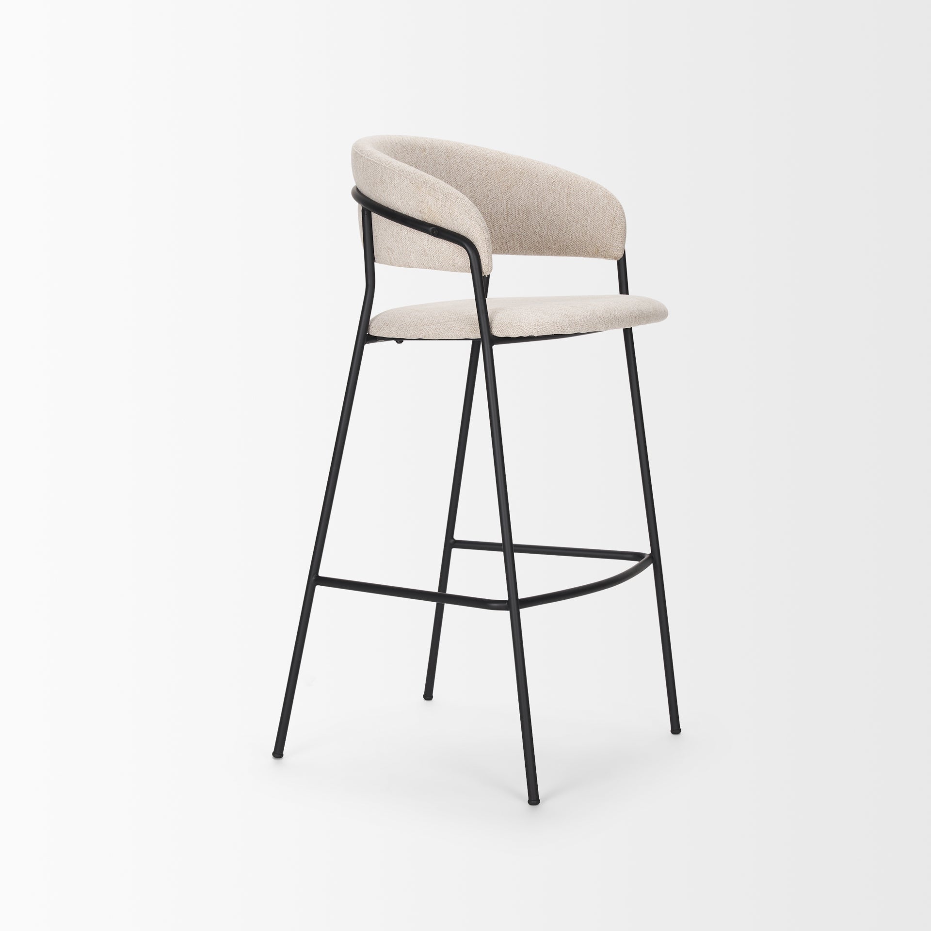 Carolyn Bar Stool w/ Oatmeal Fabric & Matte Black Metal