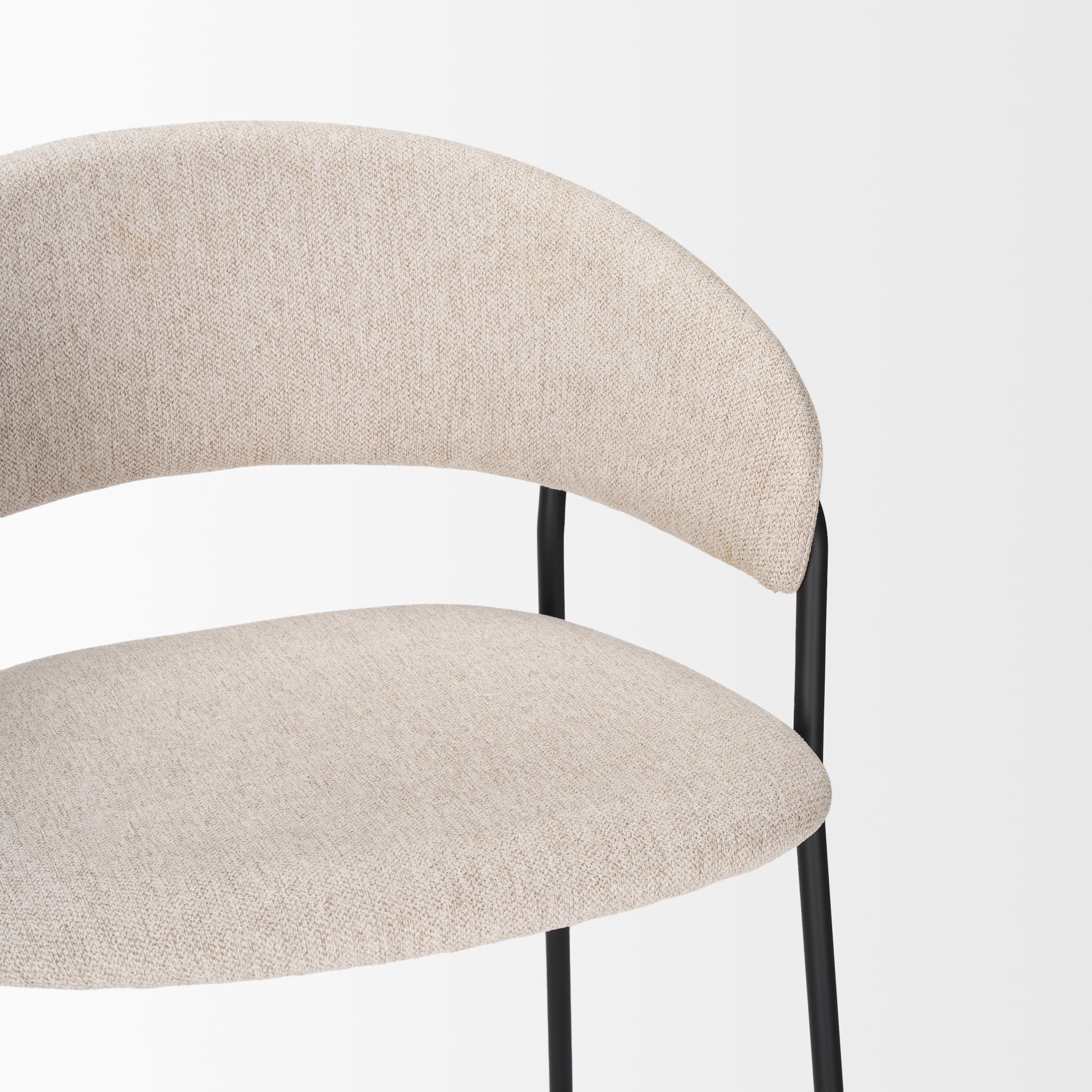 Carolyn Bar Stool w/ Oatmeal Fabric & Matte Black Metal