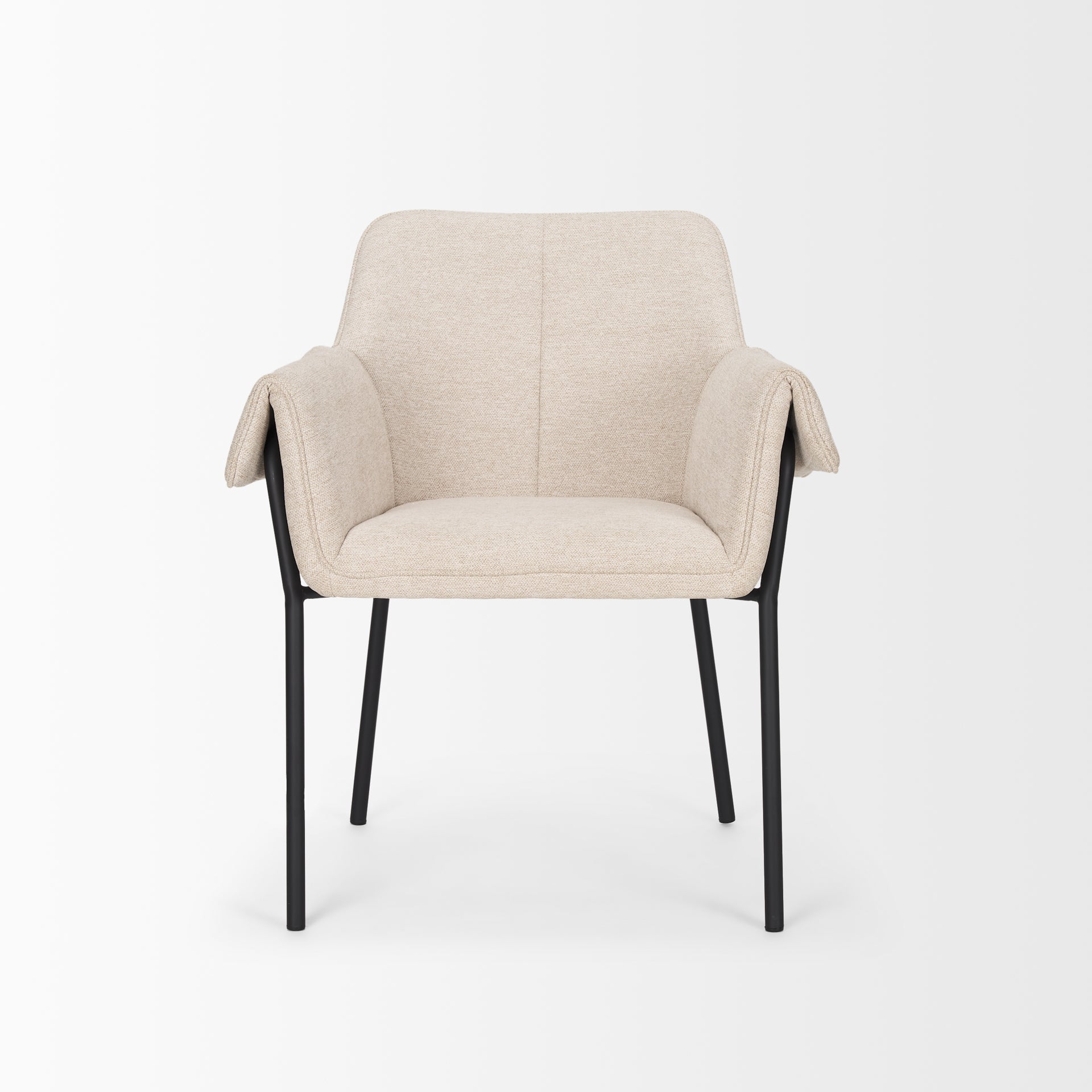 Brently Dining Chair w/ Oatmeal Fabric & Matte Black Metal Legs