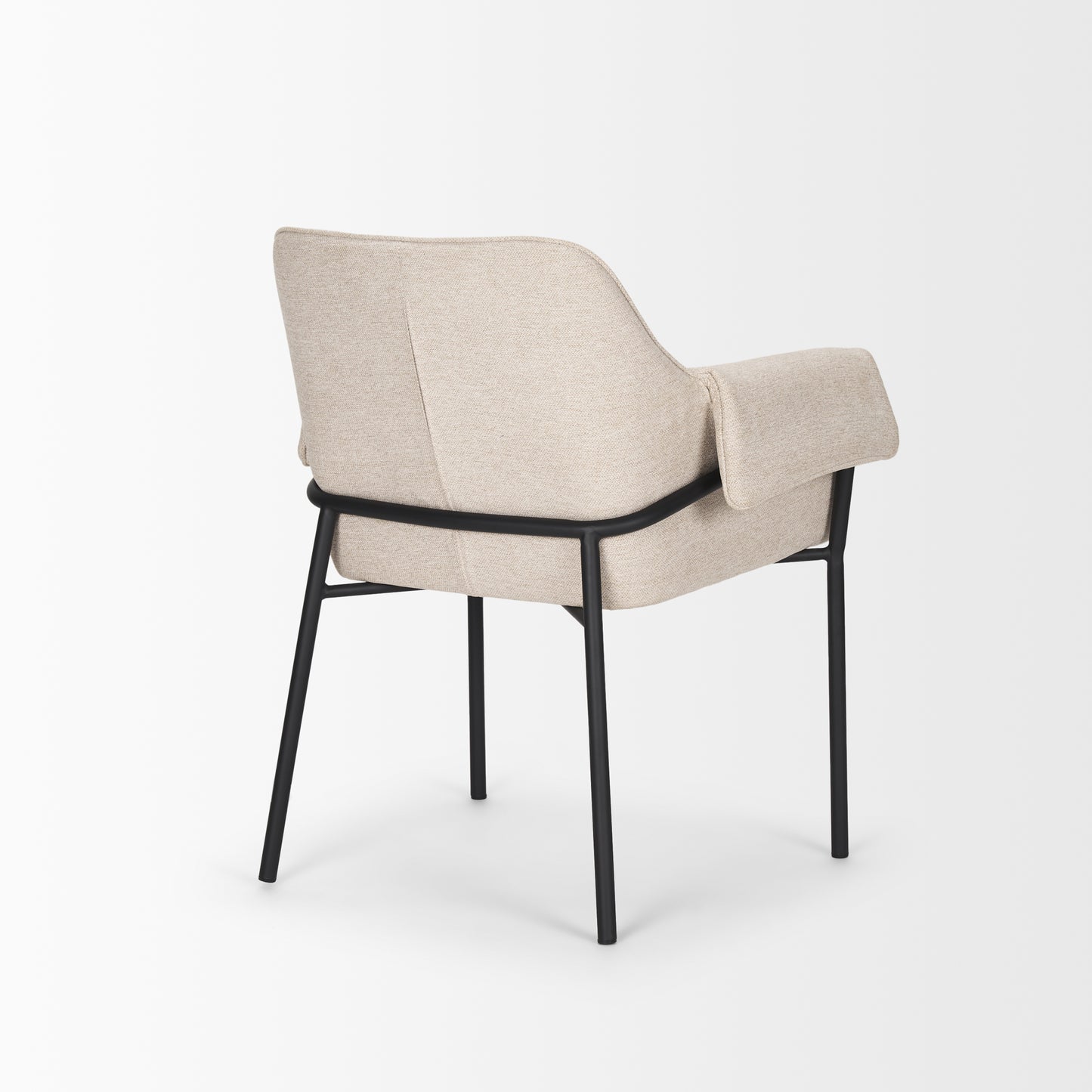 Brently Dining Chair w/ Oatmeal Fabric & Matte Black Metal Legs