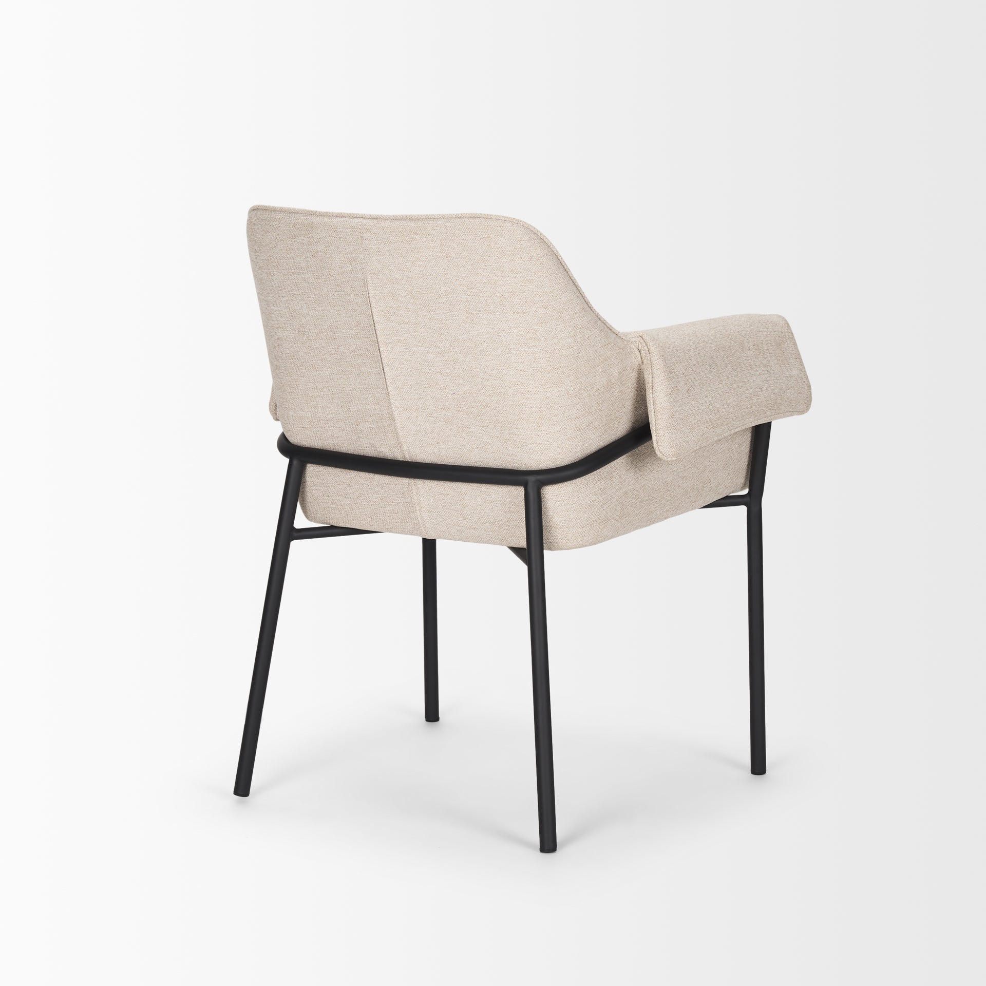 Brently Dining Chair w/ Oatmeal Fabric & Matte Black Metal Legs