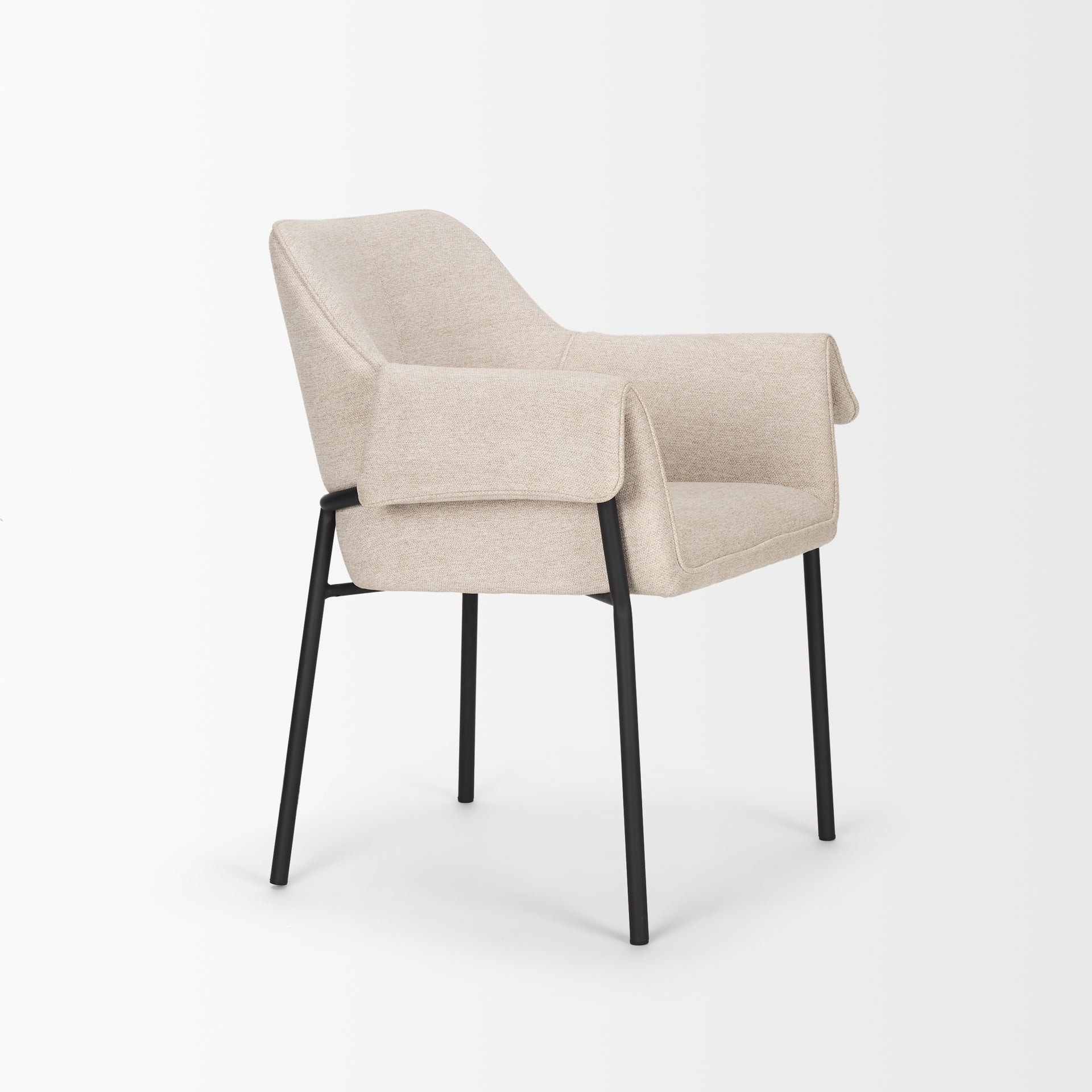 Brently Dining Chair w/ Oatmeal Fabric & Matte Black Metal Legs