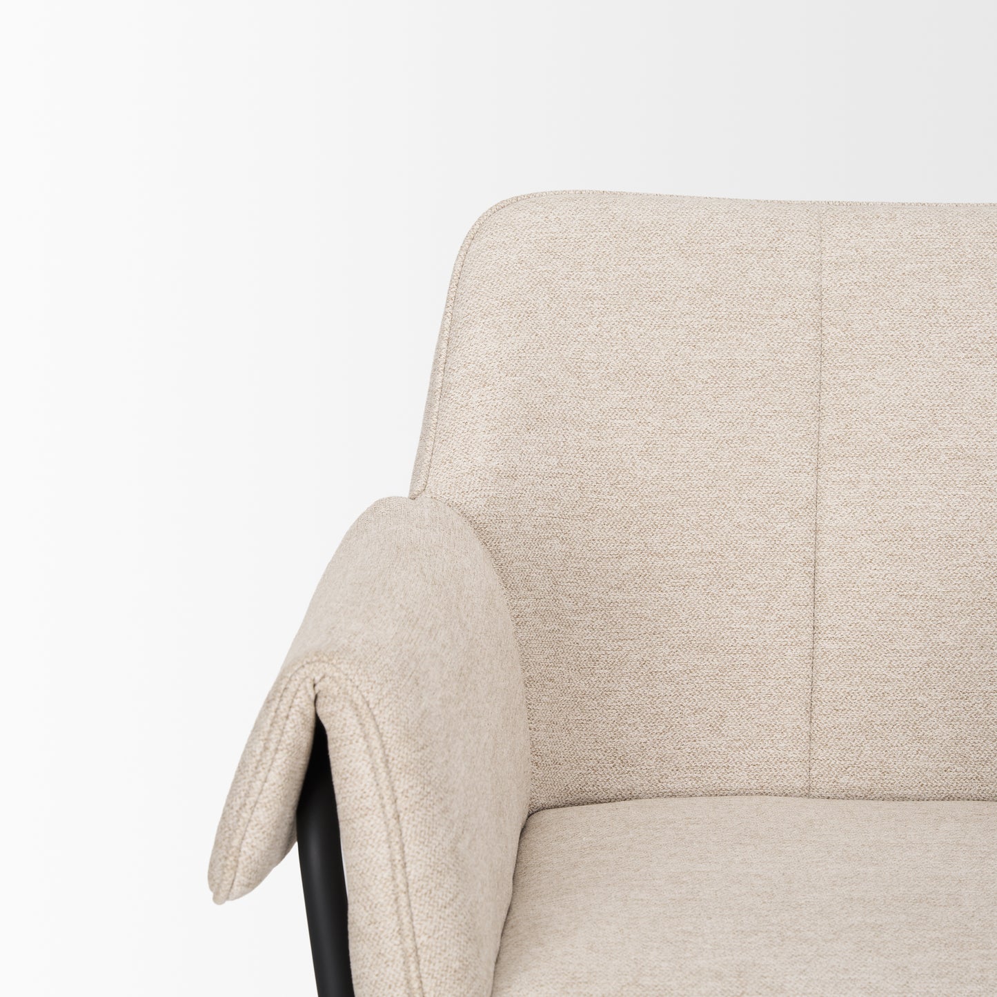 Brently Dining Chair w/ Oatmeal Fabric & Matte Black Metal Legs