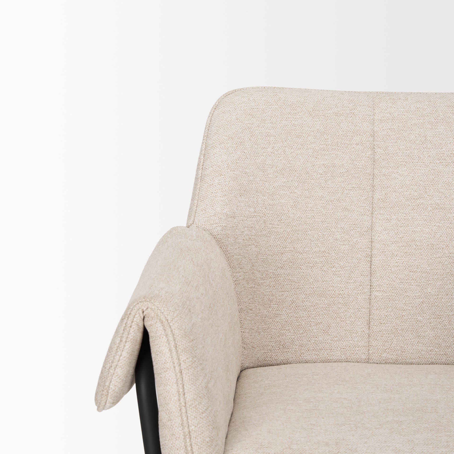 Brently Dining Chair w/ Oatmeal Fabric & Matte Black Metal Legs